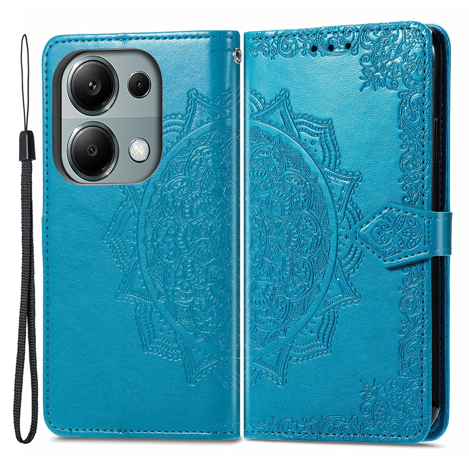For Xiaomi Redmi Note 13 Pro 4G Magnetic Phone Case Embossed Mandala Floral Card Slots Cover