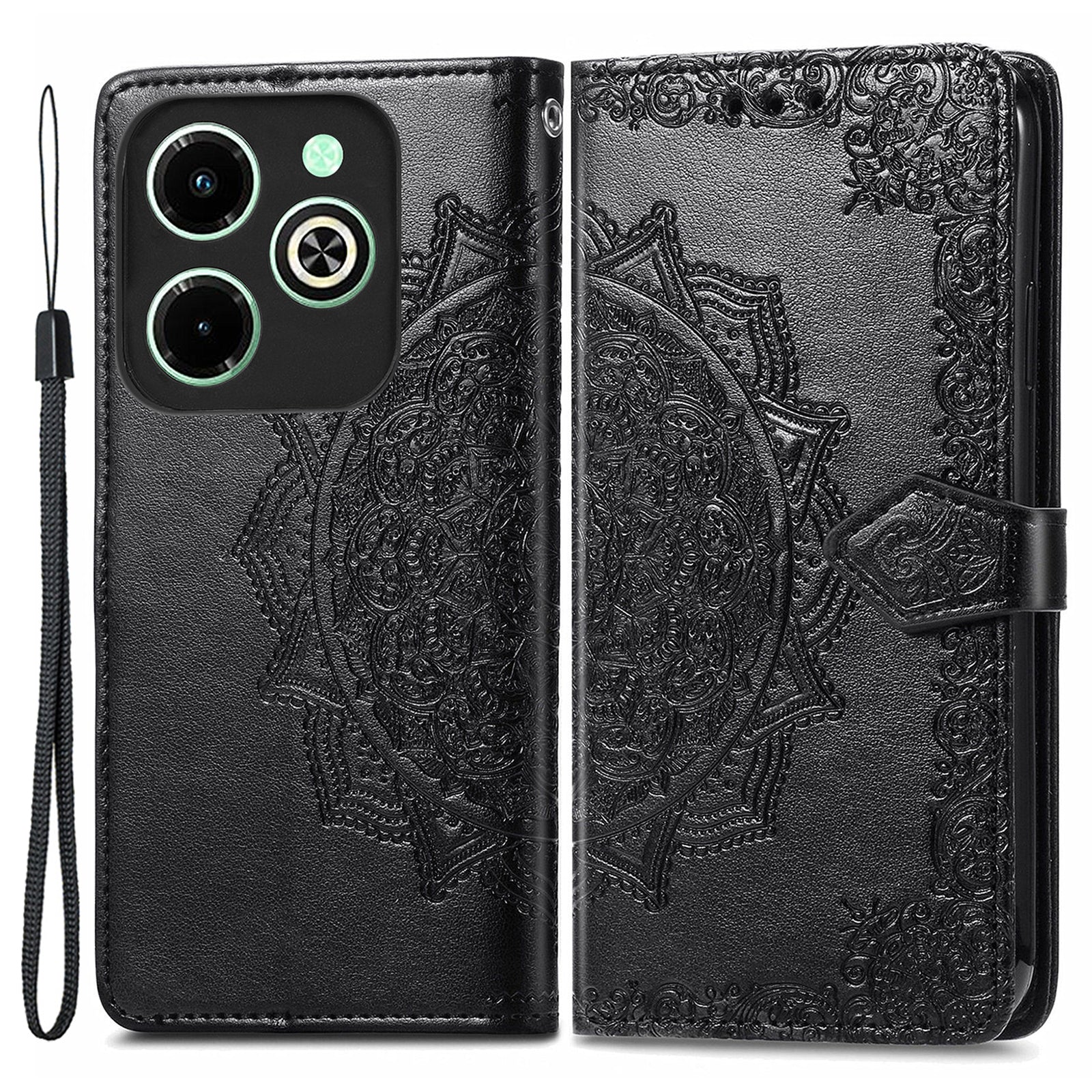 For Transsion Infinix Hot 40i Case Mandala Floral Imprinted Anti-Drop Card Slots Phone Cover