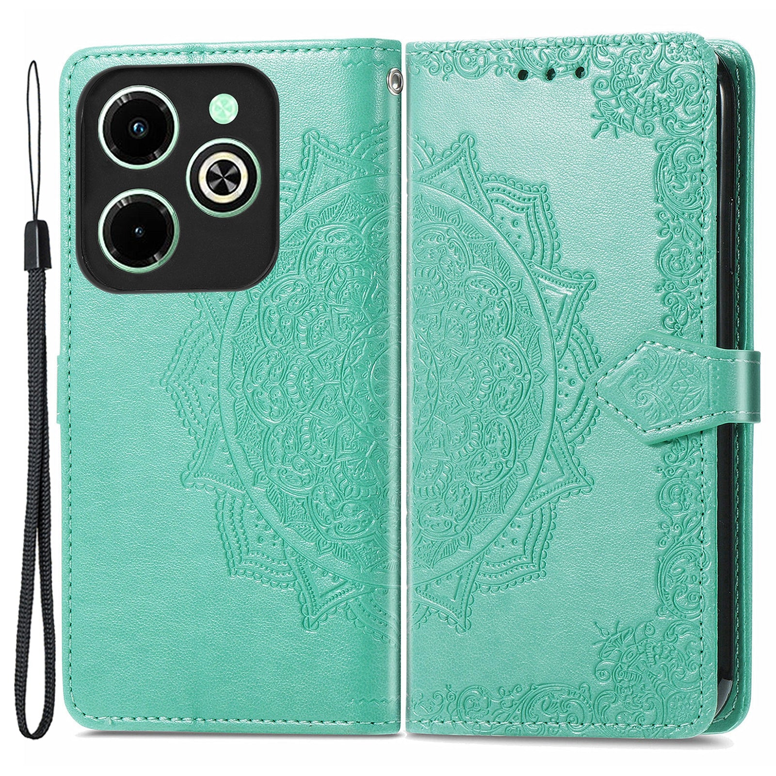 For Transsion Infinix Hot 40i Case Mandala Floral Imprinted Anti-Drop Card Slots Phone Cover
