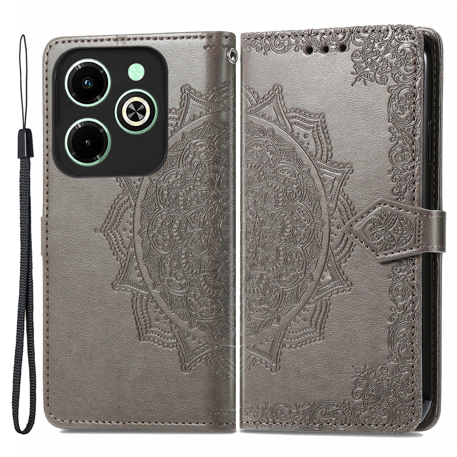 For Transsion Infinix Hot 40i Case Mandala Floral Imprinted Anti-Drop Card Slots Phone Cover