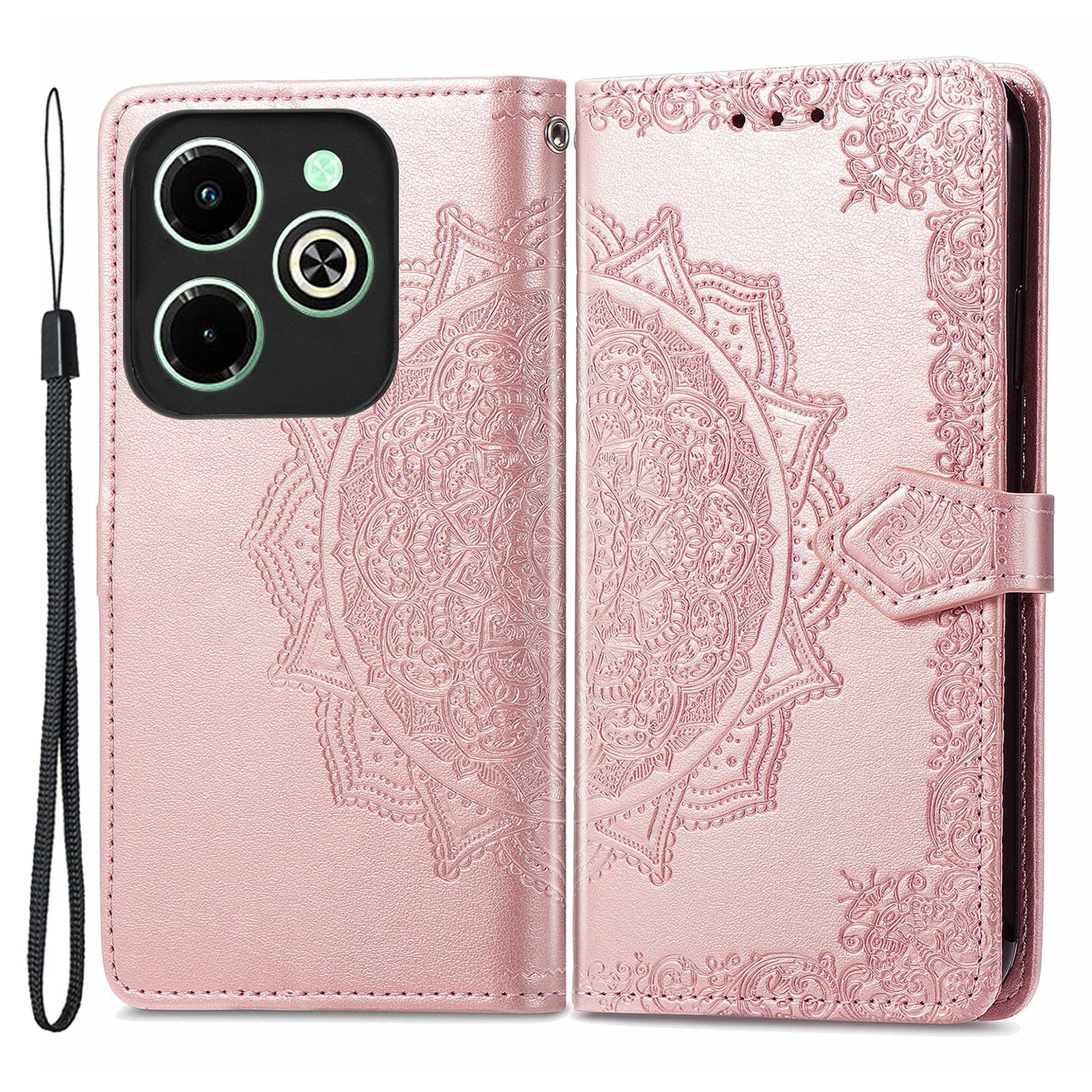 For Transsion Infinix Hot 40i Case Mandala Floral Imprinted Anti-Drop Card Slots Phone Cover