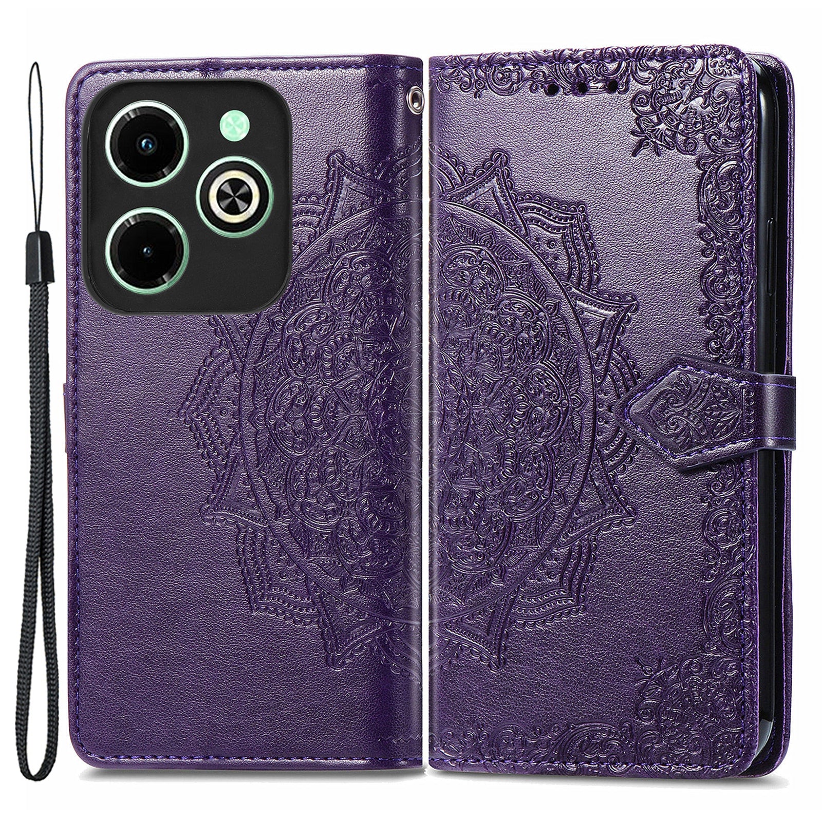 For Transsion Infinix Hot 40i Case Mandala Floral Imprinted Anti-Drop Card Slots Phone Cover