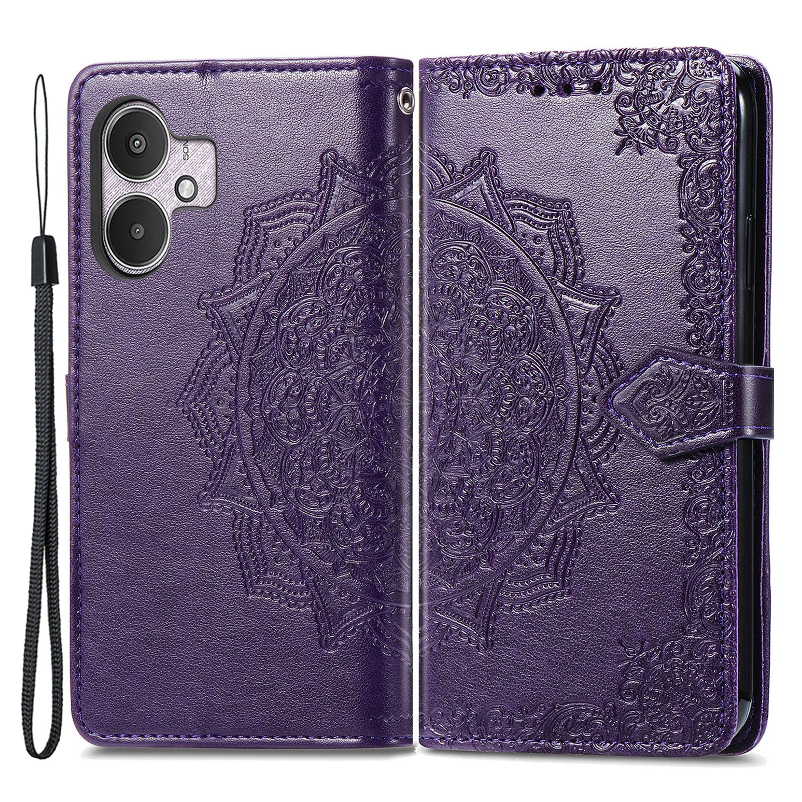 For Xiaomi Redmi 13C 5G Phone Case Mandala Floral Imprinted Card Slots Leather Flip Cover