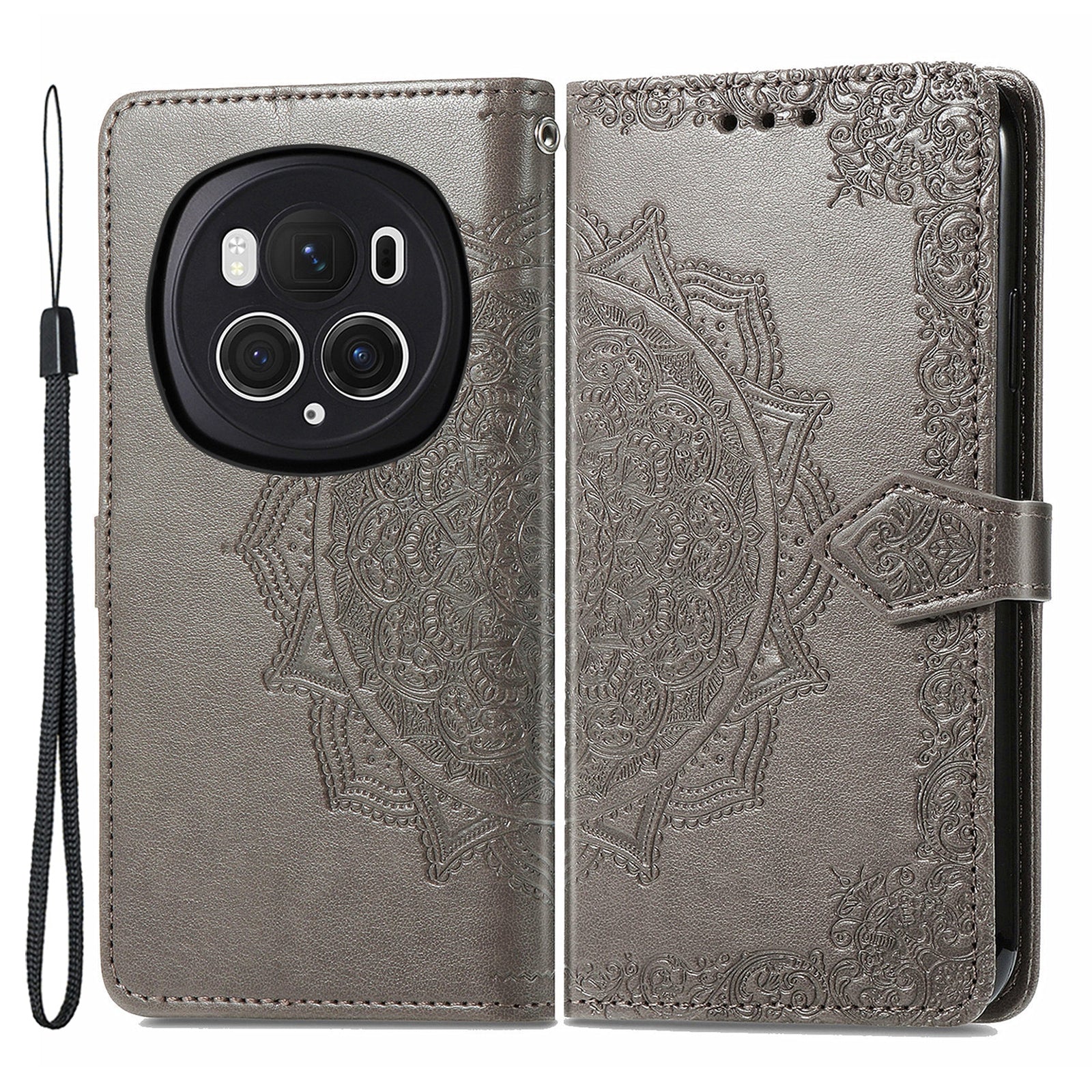 For Honor Magic6 Pro 5G Case PU Leather Embossed Anti-Scratch Wallet Phone Cover with Stand