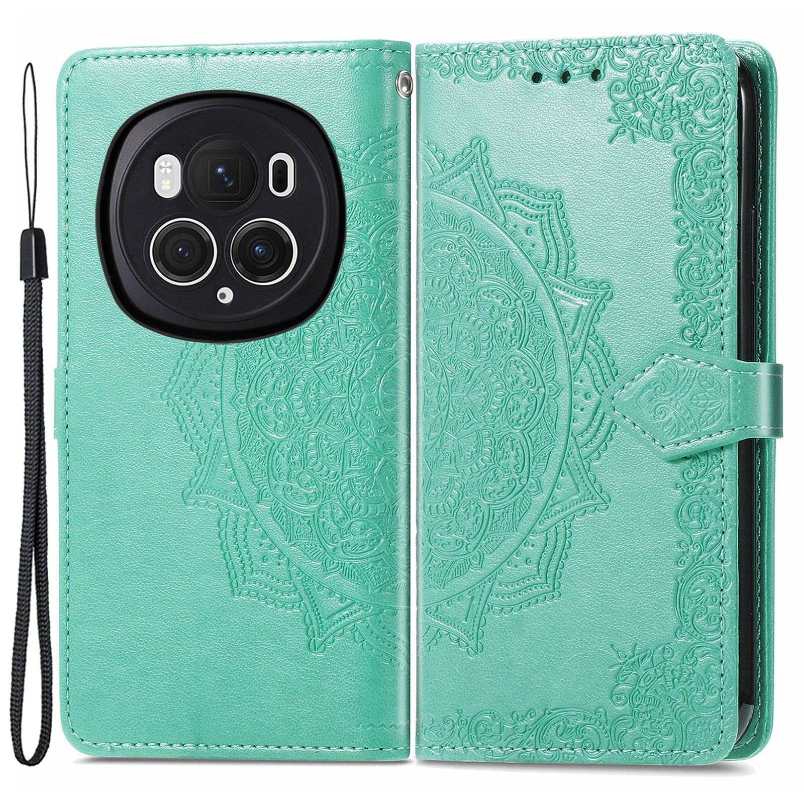 For Honor Magic6 Pro 5G Case PU Leather Embossed Anti-Scratch Wallet Phone Cover with Stand