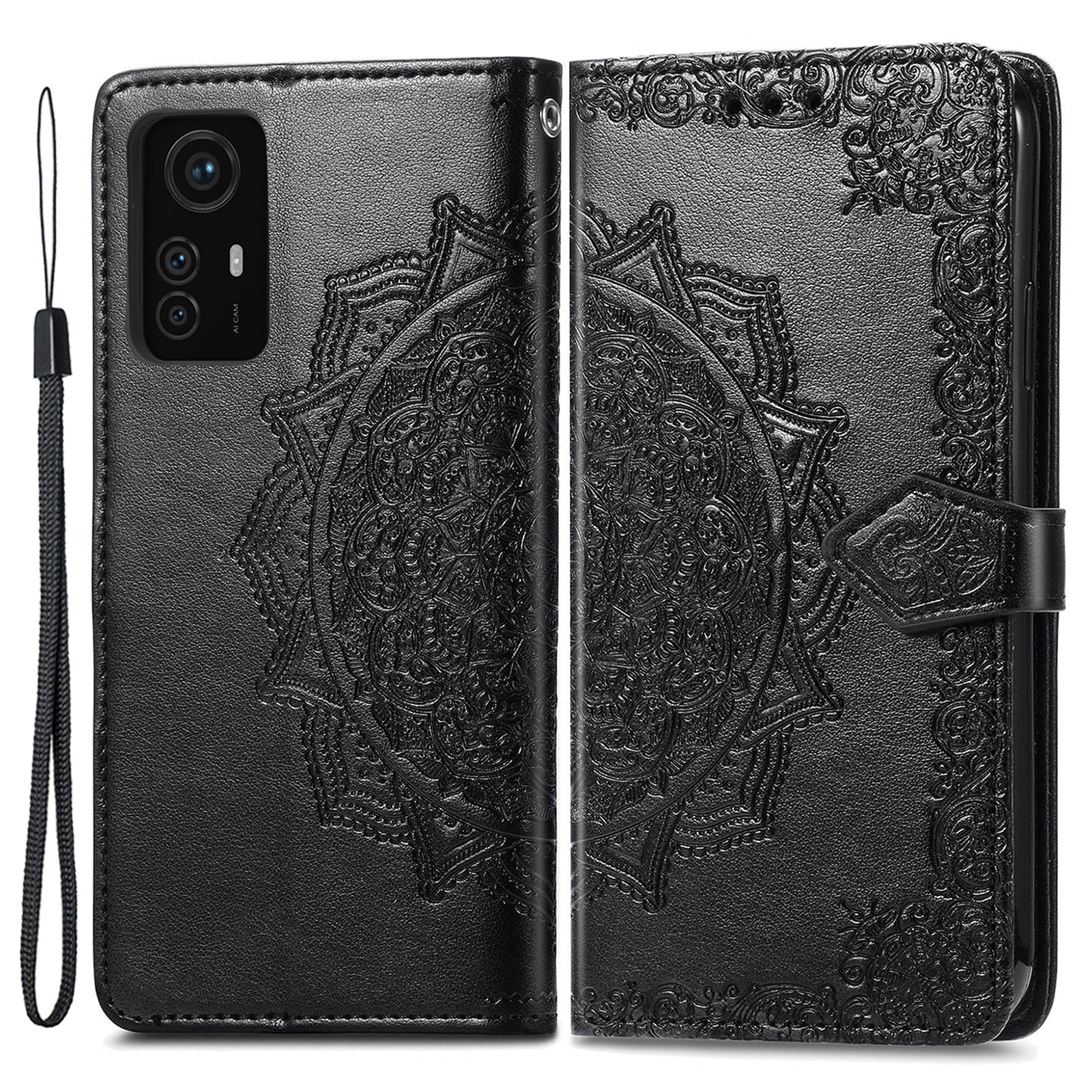 For Xiaomi Redmi Note 12S 4G Wallet Case Anti-Scratch Leather Emboss Phone Cover with Stand