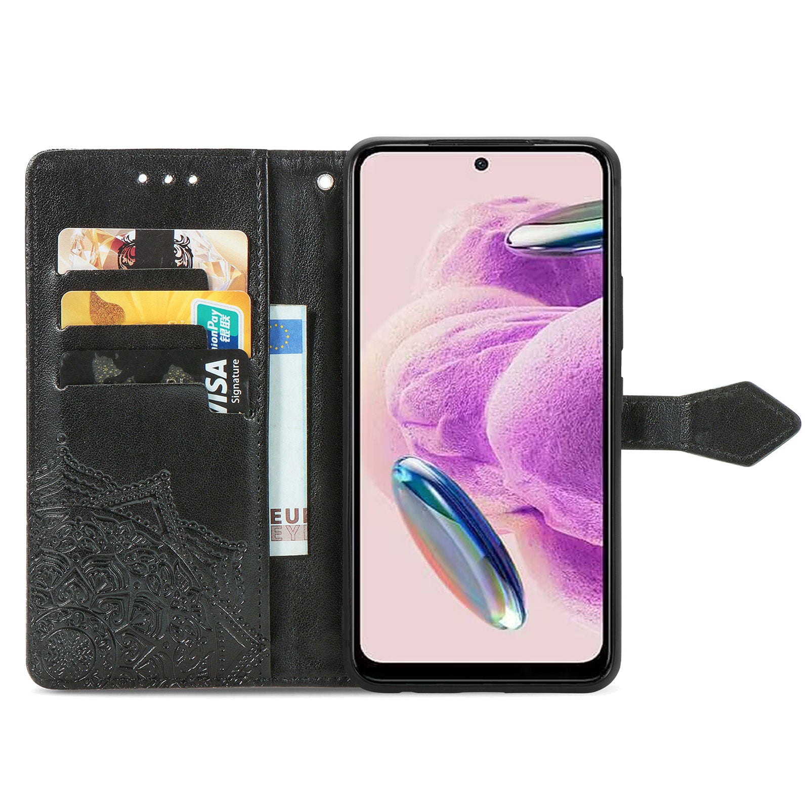 For Xiaomi Redmi Note 12S 4G Wallet Case Anti-Scratch Leather Emboss Phone Cover with Stand
