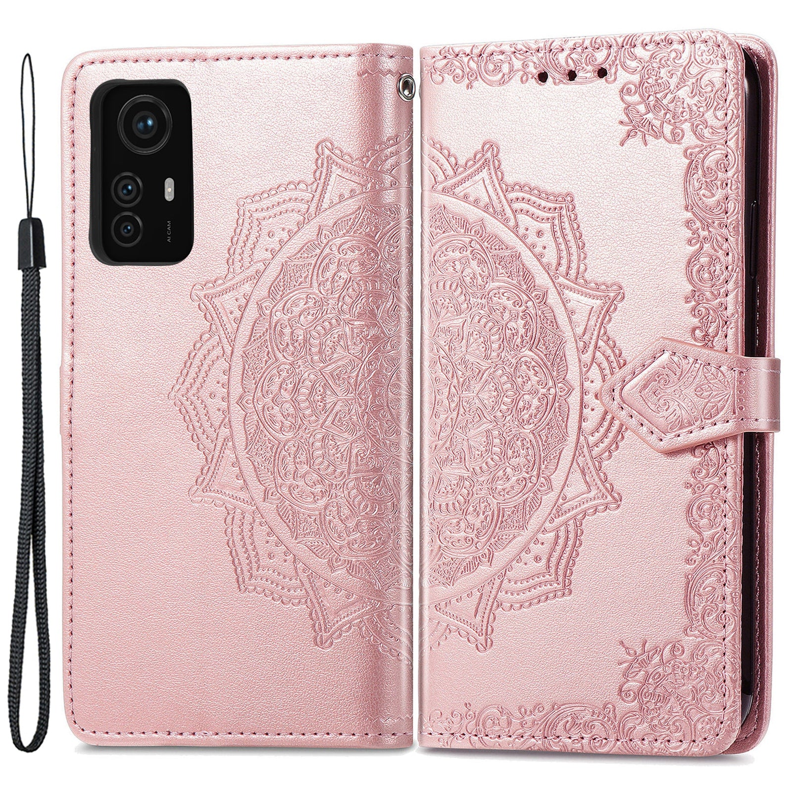 For Xiaomi Redmi Note 12S 4G Wallet Case Anti-Scratch Leather Emboss Phone Cover with Stand