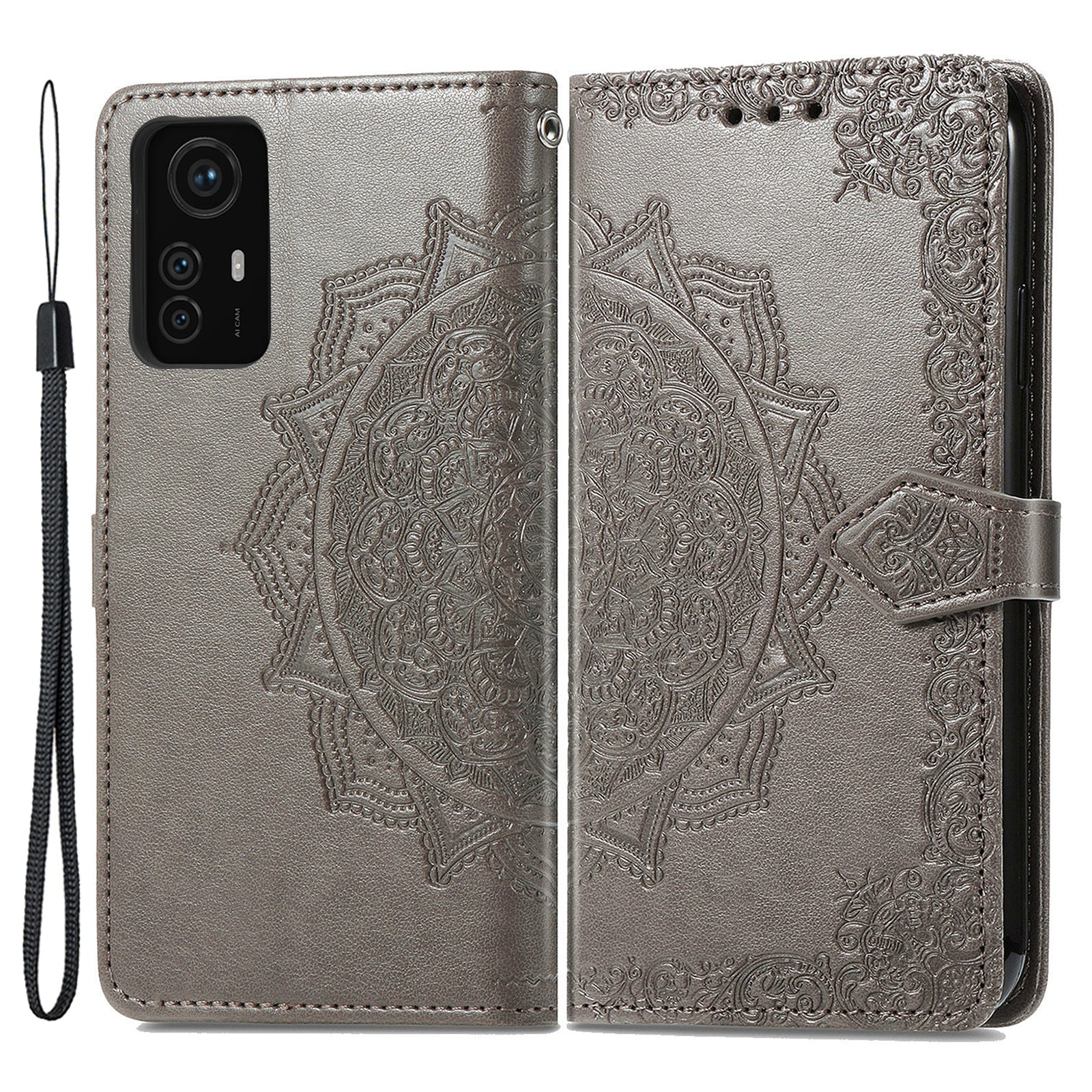 For Xiaomi Redmi Note 12S 4G Wallet Case Anti-Scratch Leather Emboss Phone Cover with Stand