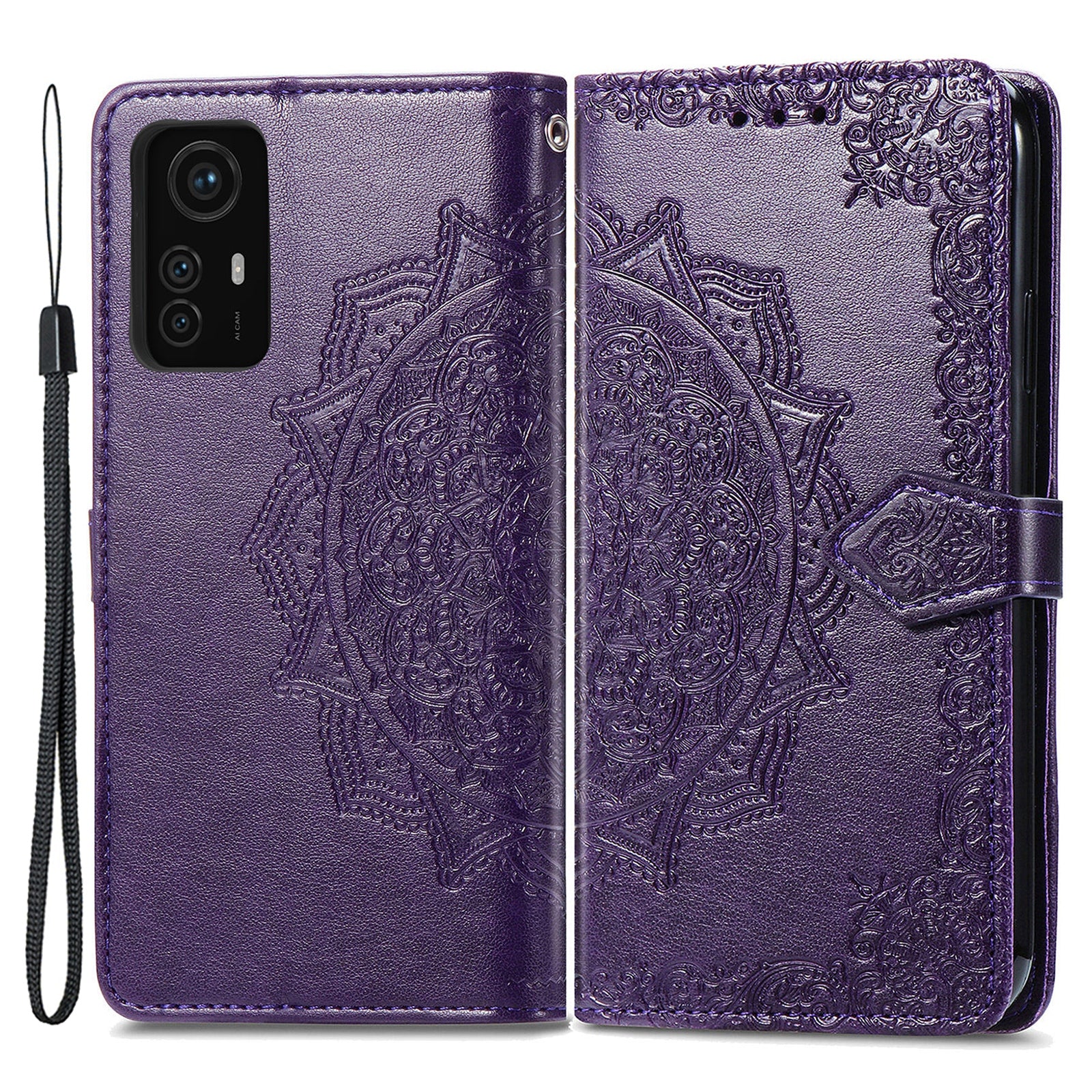 For Xiaomi Redmi Note 12S 4G Wallet Case Anti-Scratch Leather Emboss Phone Cover with Stand