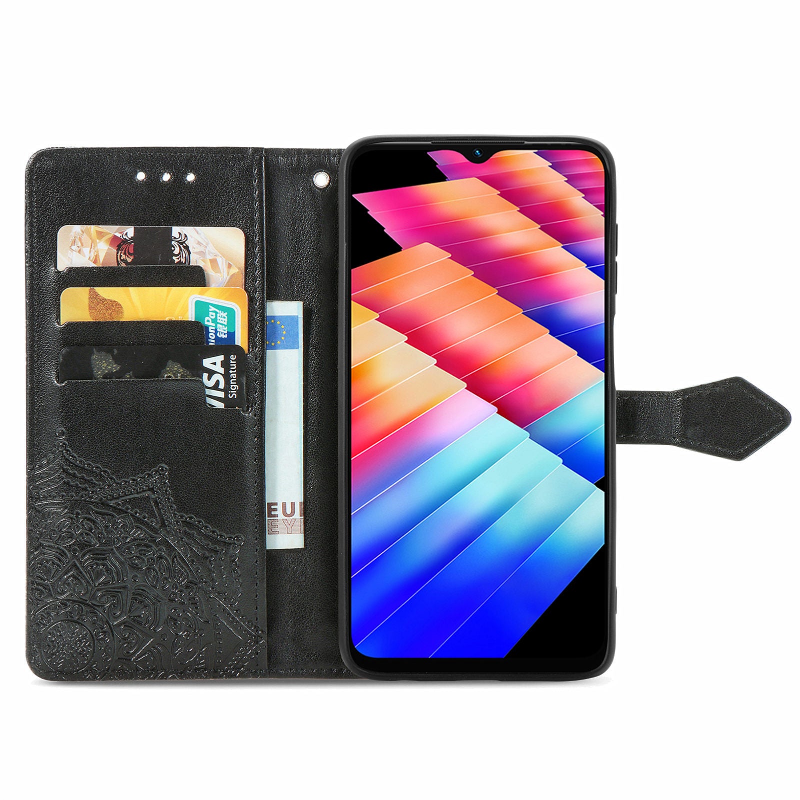 For Transsion Infinix Hot 30i Wallet Case PU Leather Emboss Anti-Scratch Stand Phone Cover