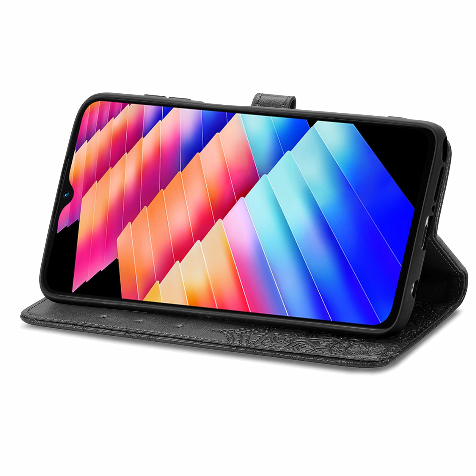 For Transsion Infinix Hot 30i Wallet Case PU Leather Emboss Anti-Scratch Stand Phone Cover