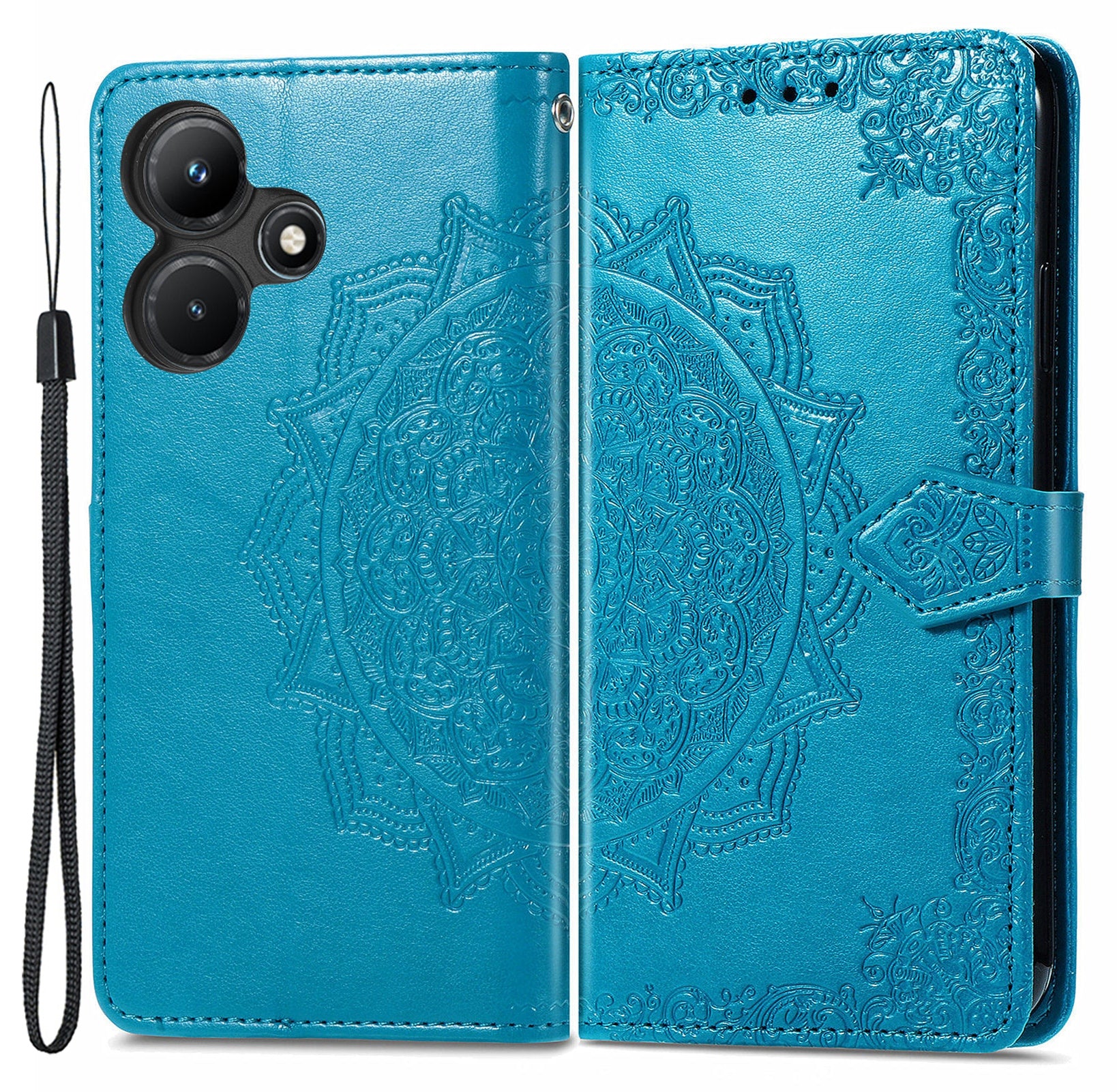 For Transsion Infinix Hot 30i Wallet Case PU Leather Emboss Anti-Scratch Stand Phone Cover