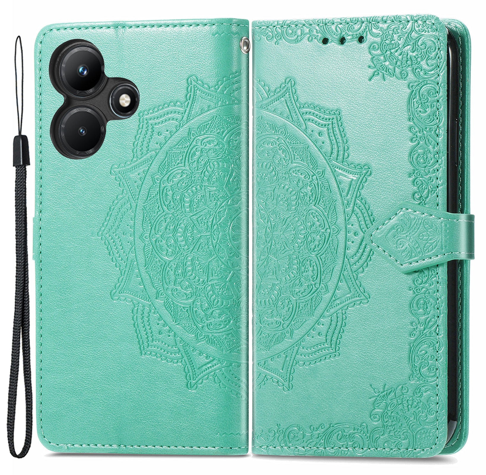 For Transsion Infinix Hot 30i Wallet Case PU Leather Emboss Anti-Scratch Stand Phone Cover