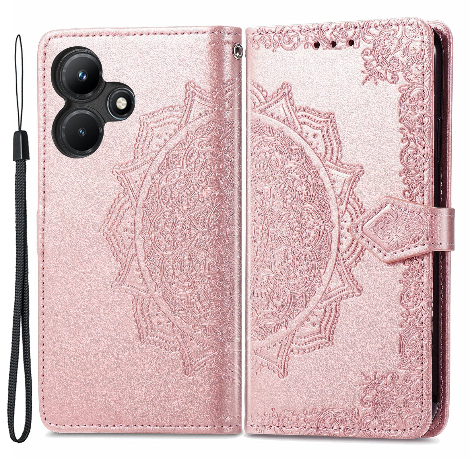 For Transsion Infinix Hot 30i Wallet Case PU Leather Emboss Anti-Scratch Stand Phone Cover