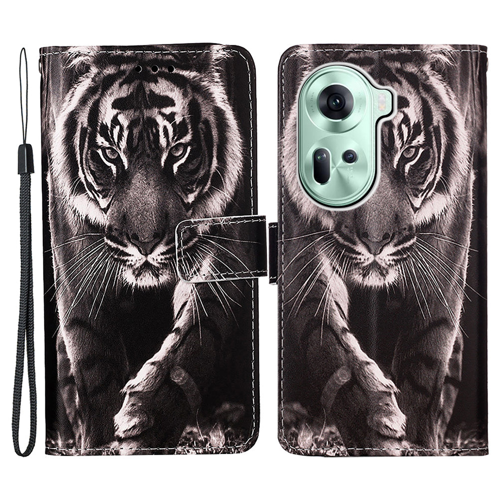 YB Pattern Printing Leather Series-4 for Oppo Reno11 5G (Global) Phone Case with Wallet Stand