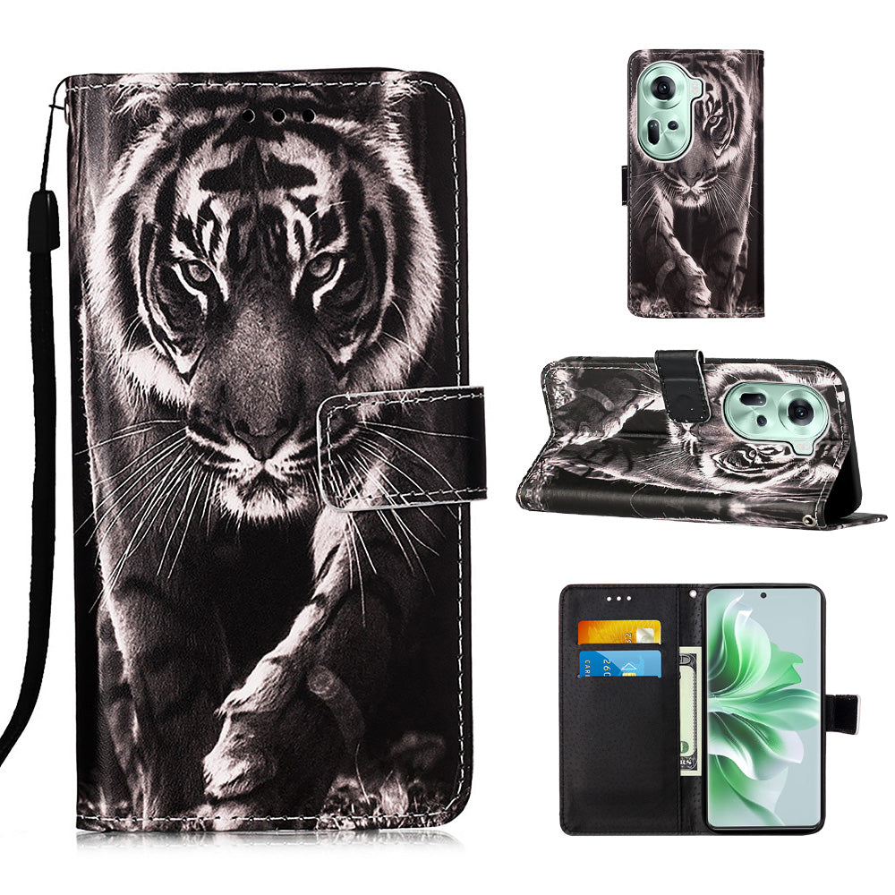 YB Pattern Printing Leather Series-4 for Oppo Reno11 5G (Global) Phone Case with Wallet Stand