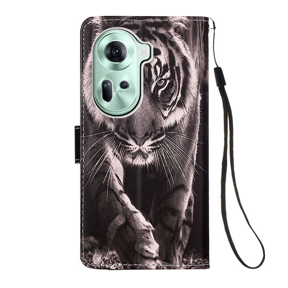 YB Pattern Printing Leather Series-4 for Oppo Reno11 5G (Global) Phone Case with Wallet Stand