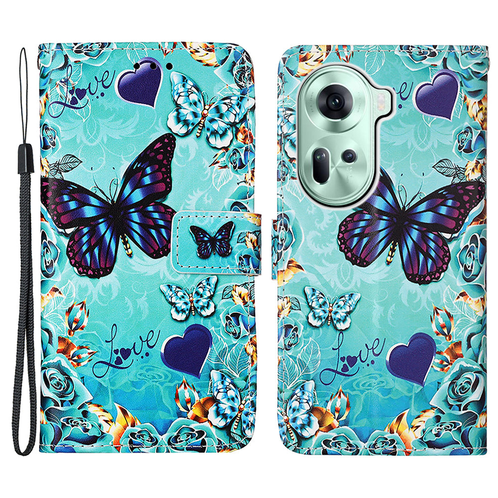 YB Pattern Printing Leather Series-4 for Oppo Reno11 5G (Global) Phone Case with Wallet Stand