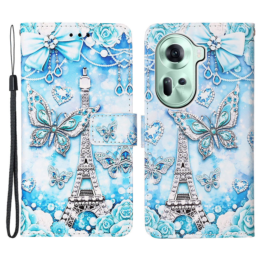 YB Pattern Printing Leather Series-4 for Oppo Reno11 5G (Global) Phone Case with Wallet Stand