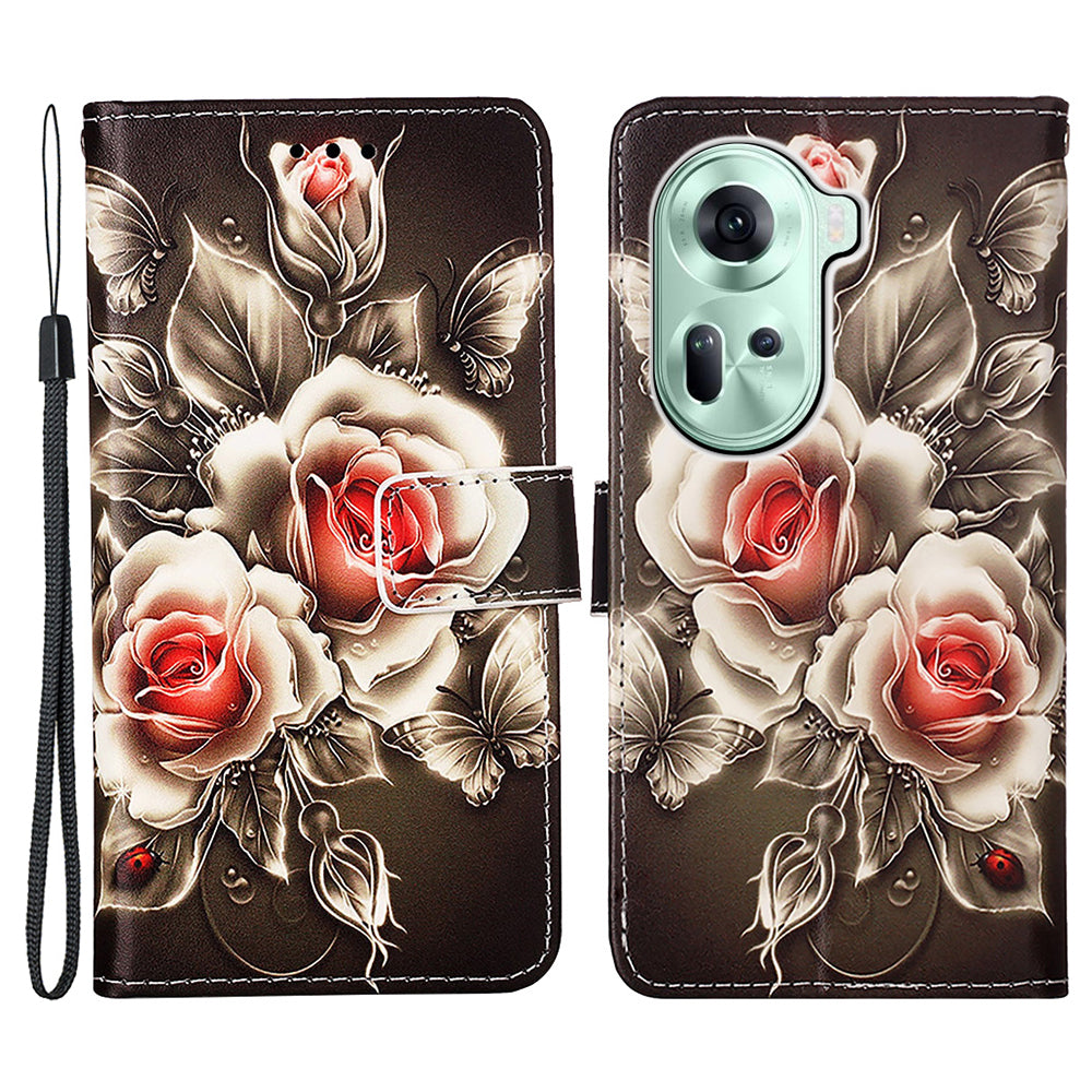 YB Pattern Printing Leather Series-4 for Oppo Reno11 5G (Global) Phone Case with Wallet Stand