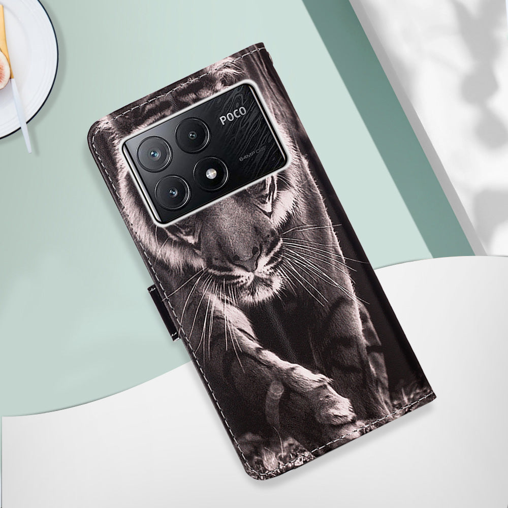 YB Pattern Printing Leather Series-4 for Xiaomi Poco X6 Pro 5G / Redmi K70E 5G Wallet Phone Case
