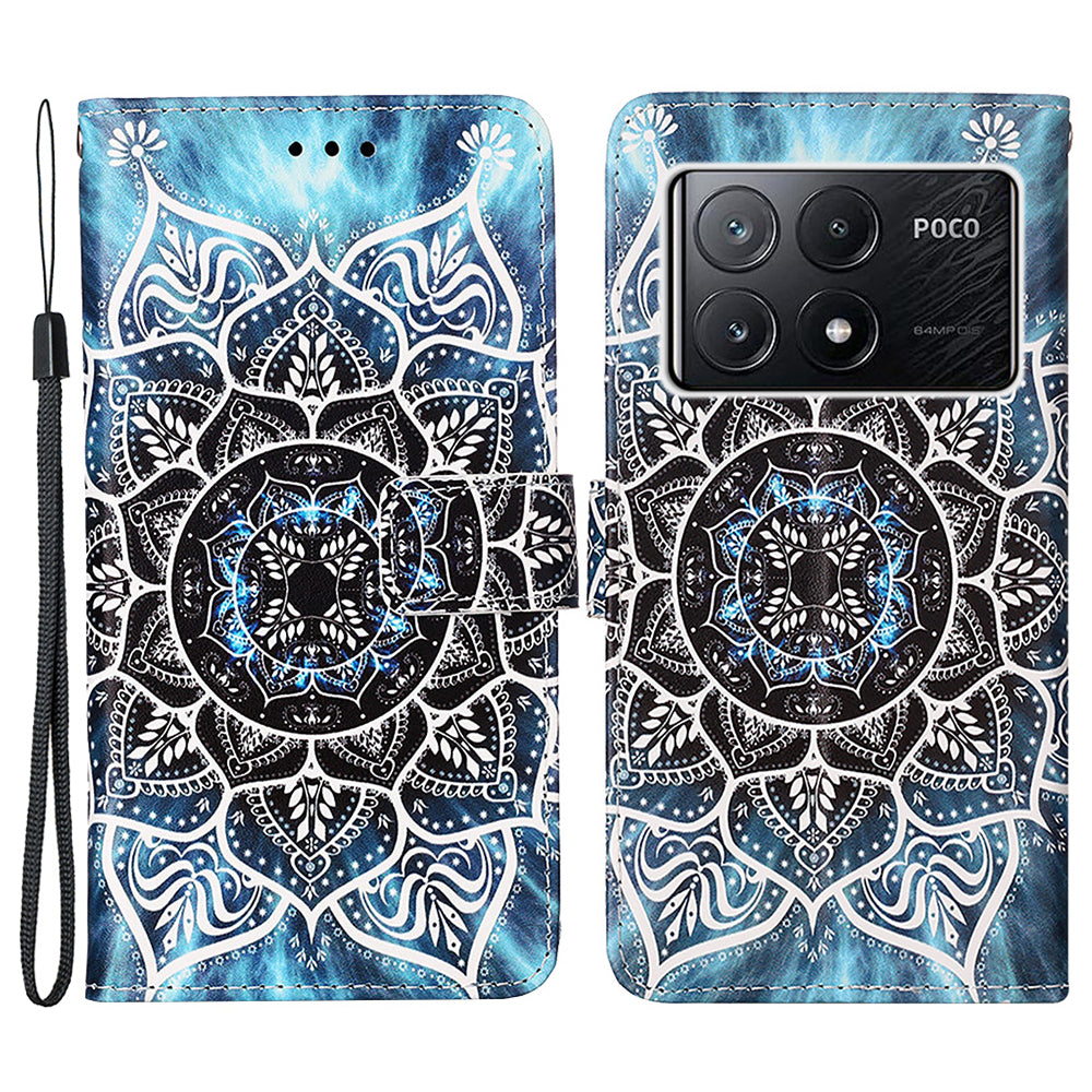 YB Pattern Printing Leather Series-4 for Xiaomi Poco X6 Pro 5G / Redmi K70E 5G Wallet Phone Case