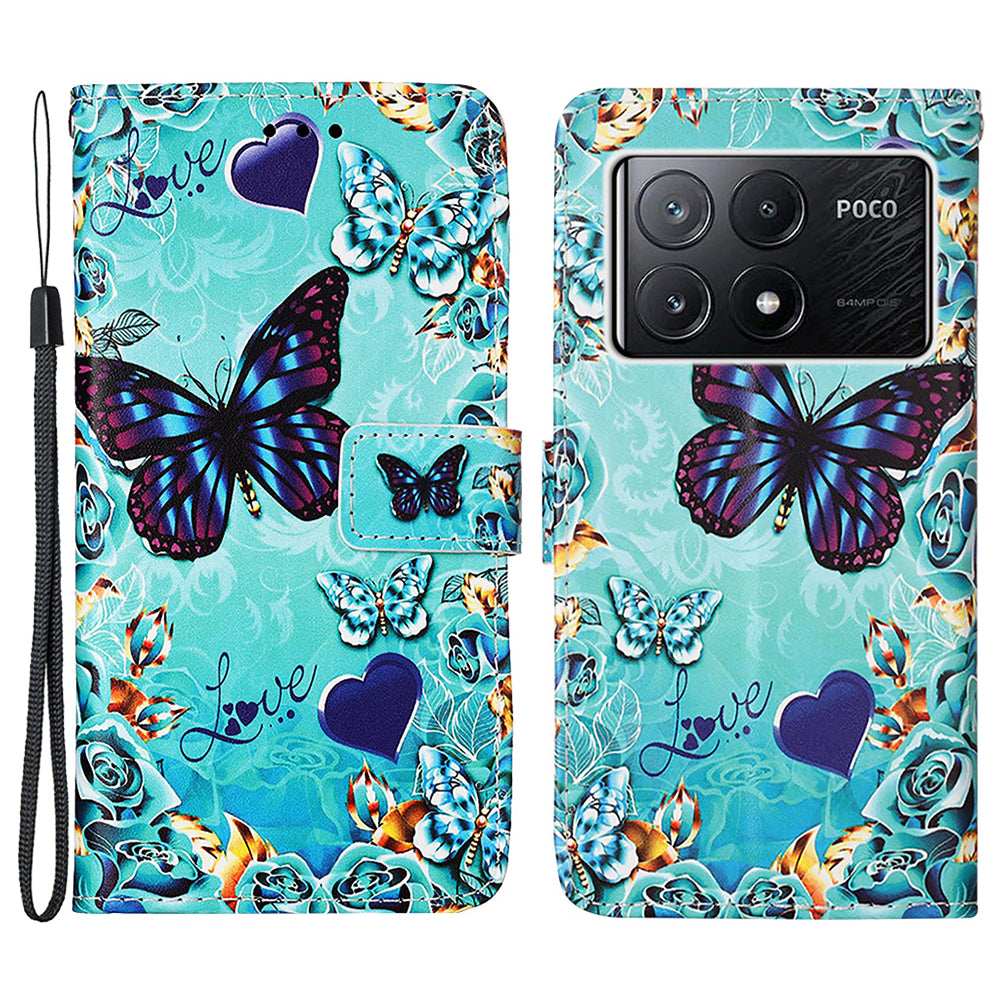 YB Pattern Printing Leather Series-4 for Xiaomi Poco X6 Pro 5G / Redmi K70E 5G Wallet Phone Case