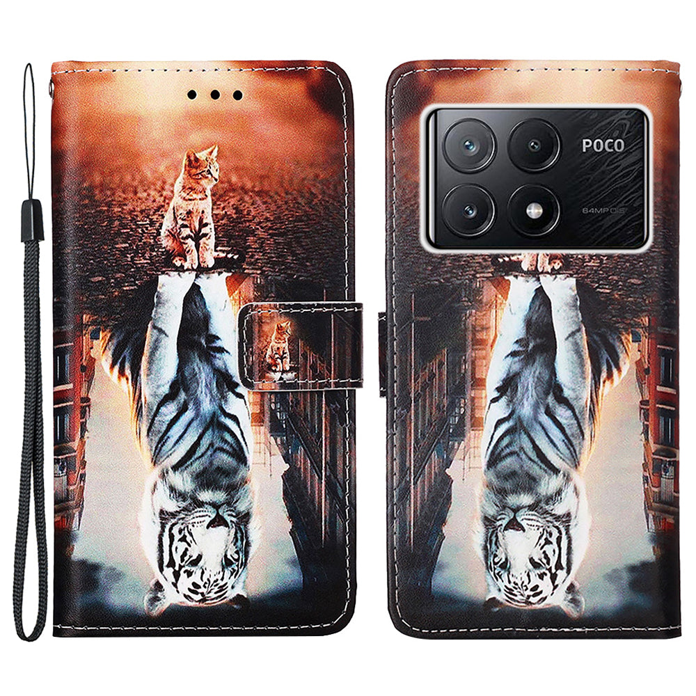 YB Pattern Printing Leather Series-4 for Xiaomi Poco X6 Pro 5G / Redmi K70E 5G Wallet Phone Case