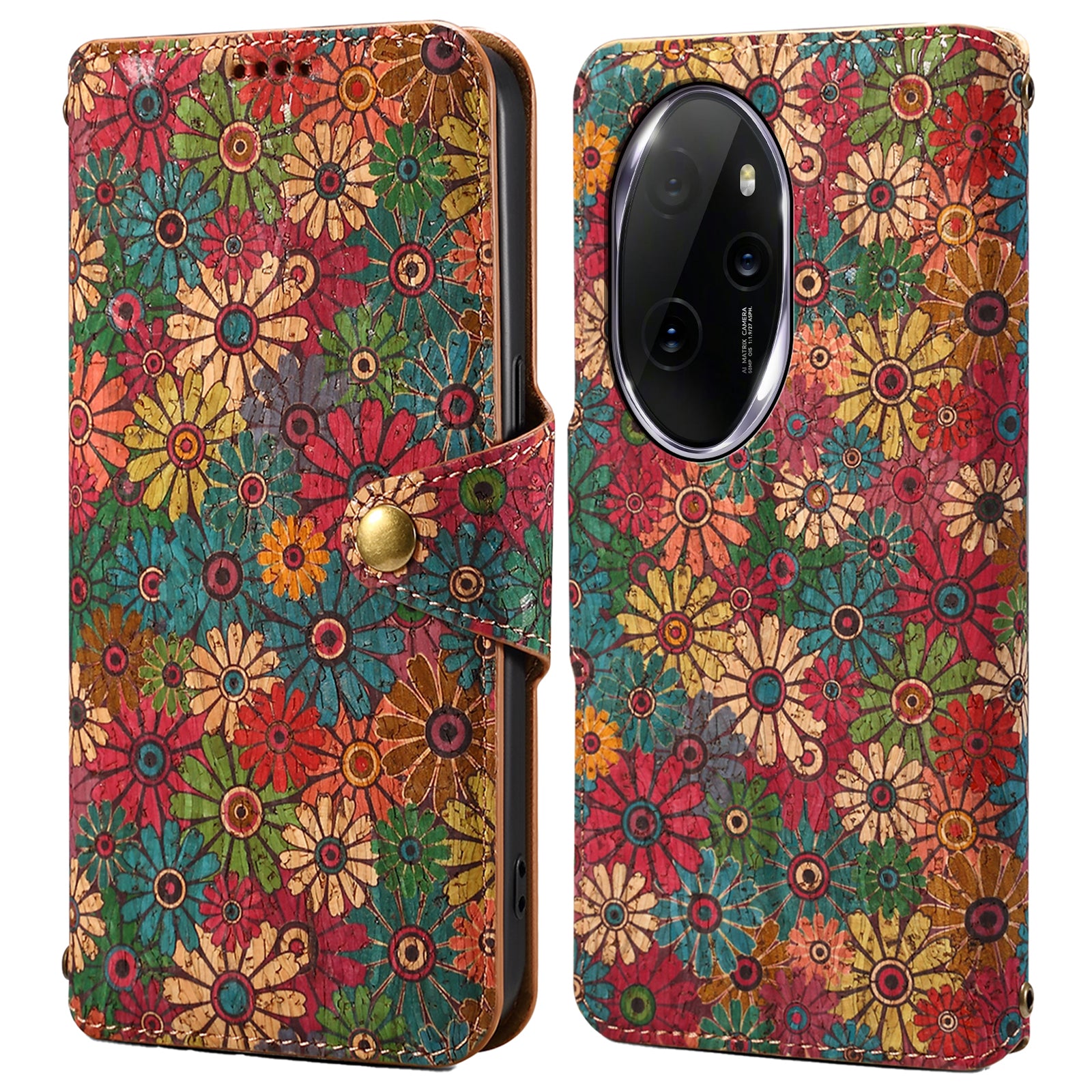 For Honor 100 Pro 5G Leather Case Wallet Stand Floral Phone Cover