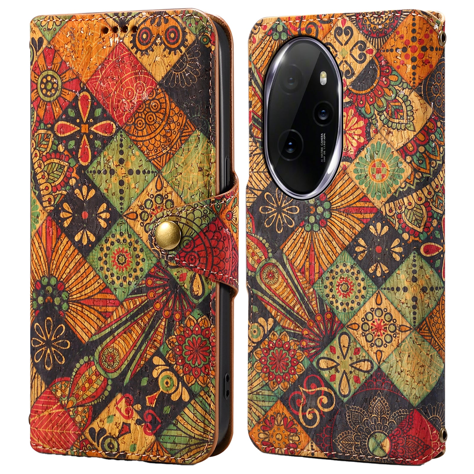 For Honor 100 Pro 5G Leather Case Wallet Stand Floral Phone Cover