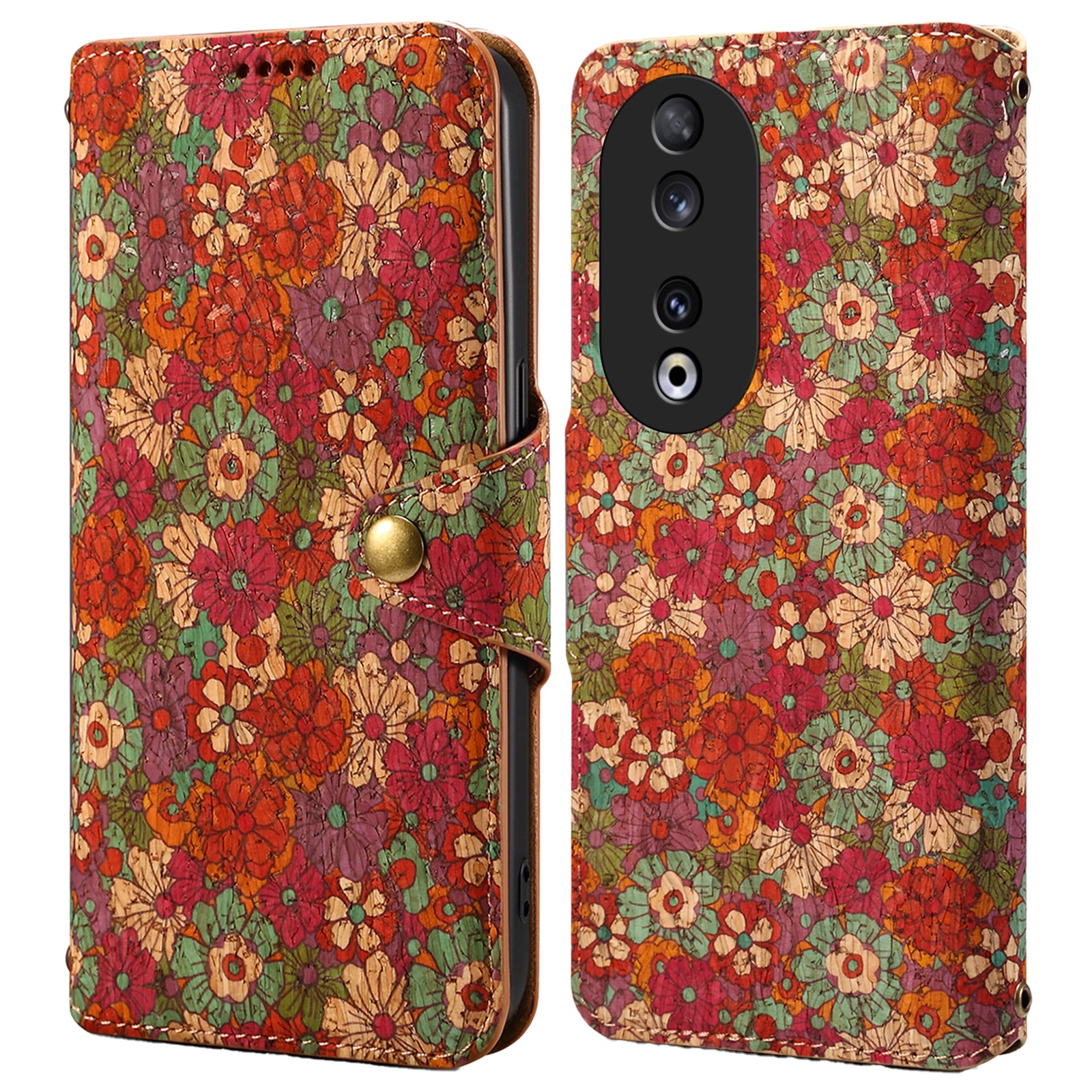 For Honor 90 Case Floral Pattern Leather Phone Cover with Wallet Stand