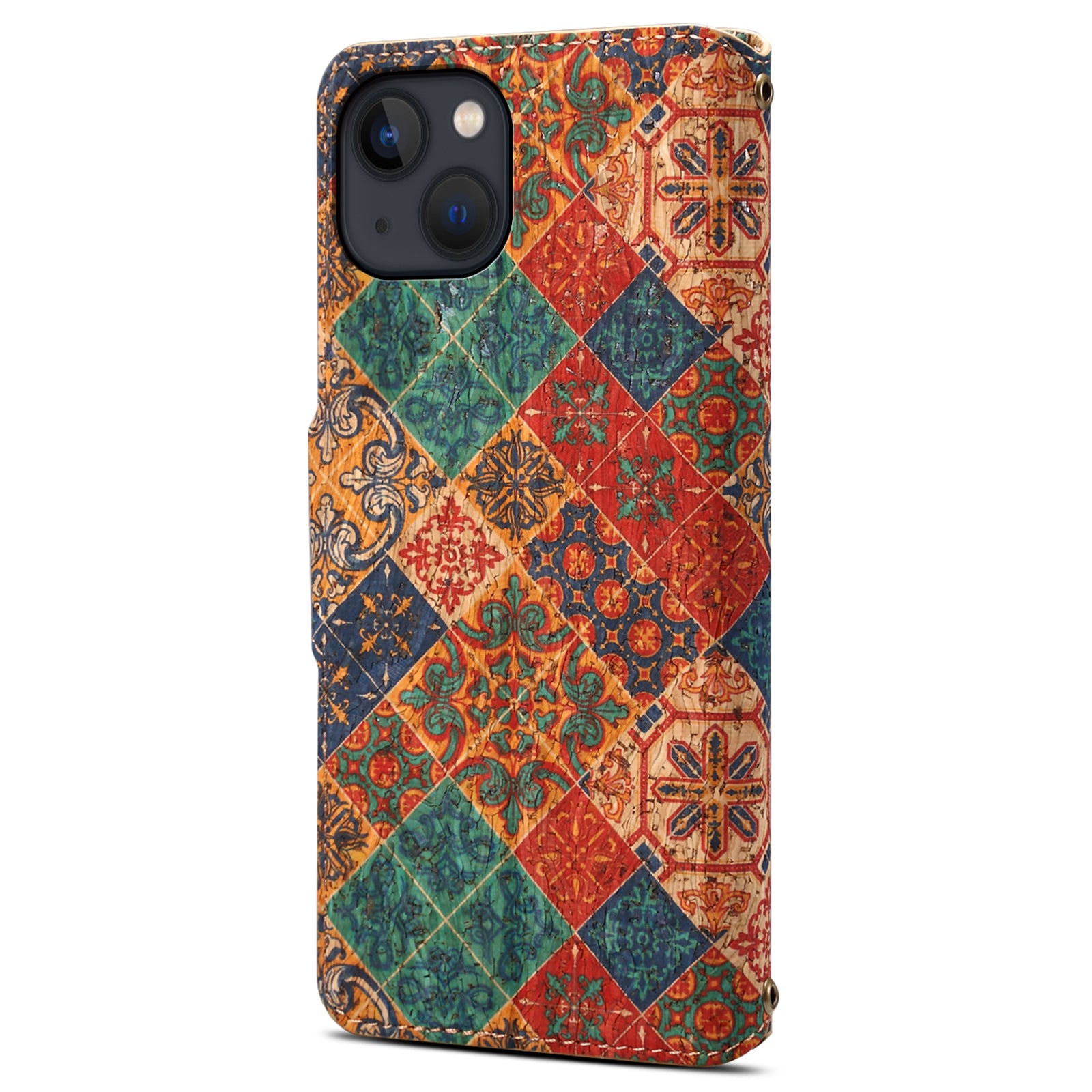For iPhone 15 Leather Case Folding Stand Wallet Phone Cover Flower Printing