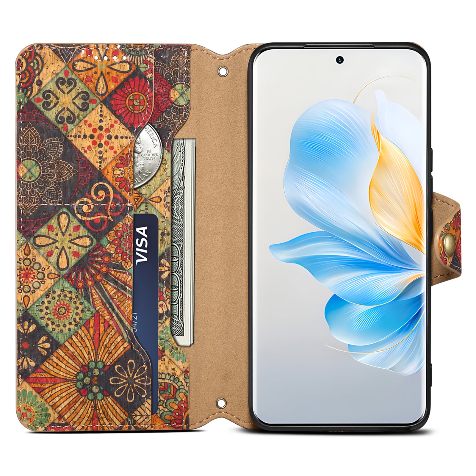 For Honor 100 5G Case Wallet Printing Flower Pattern Leather Phone Cover
