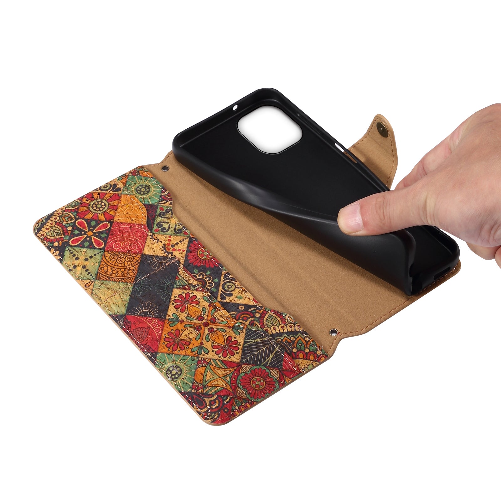 For iPhone 14 Plus Wallet Case Seasonal Flower Printing Phone Leather Cover