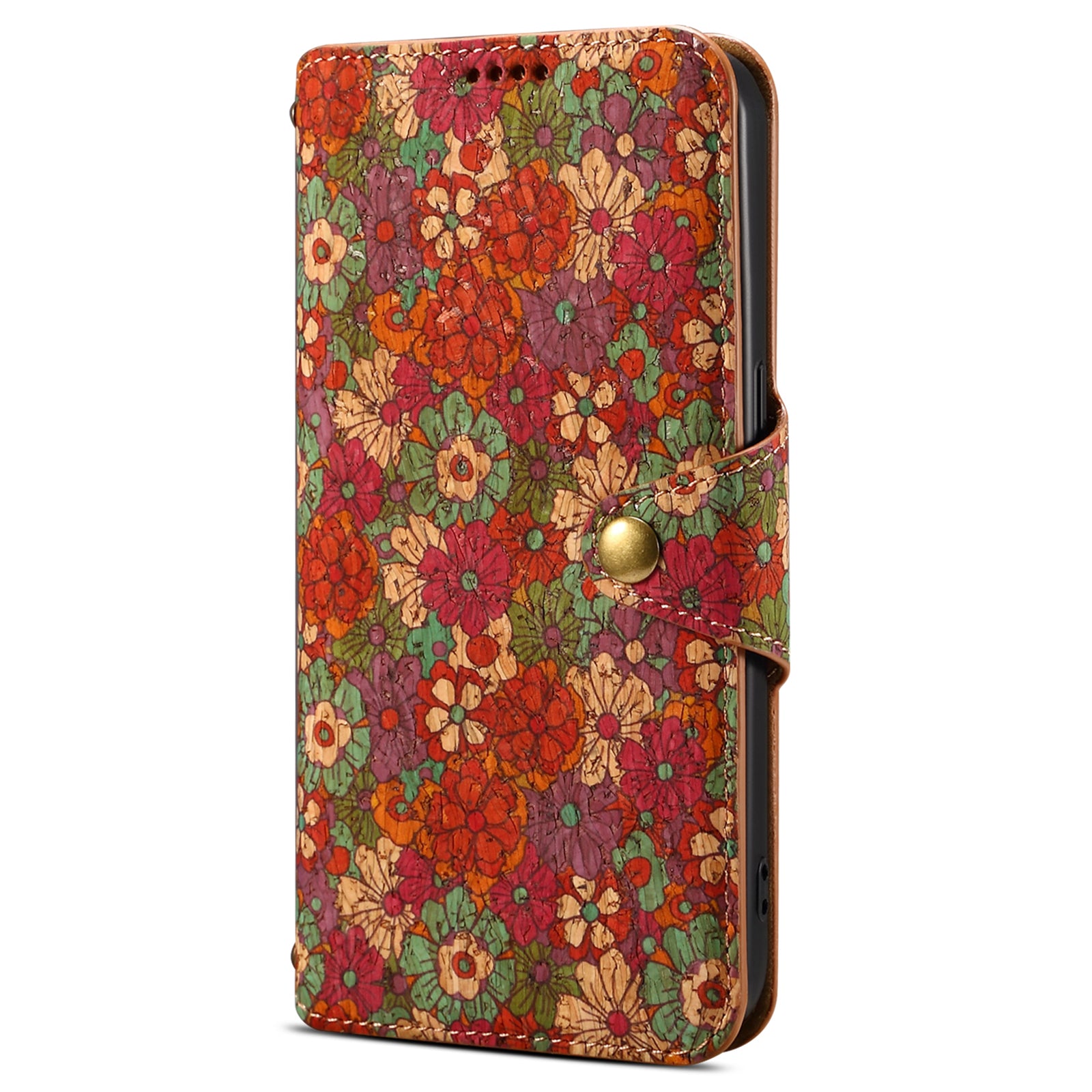 For iPhone 14 Plus Wallet Case Seasonal Flower Printing Phone Leather Cover