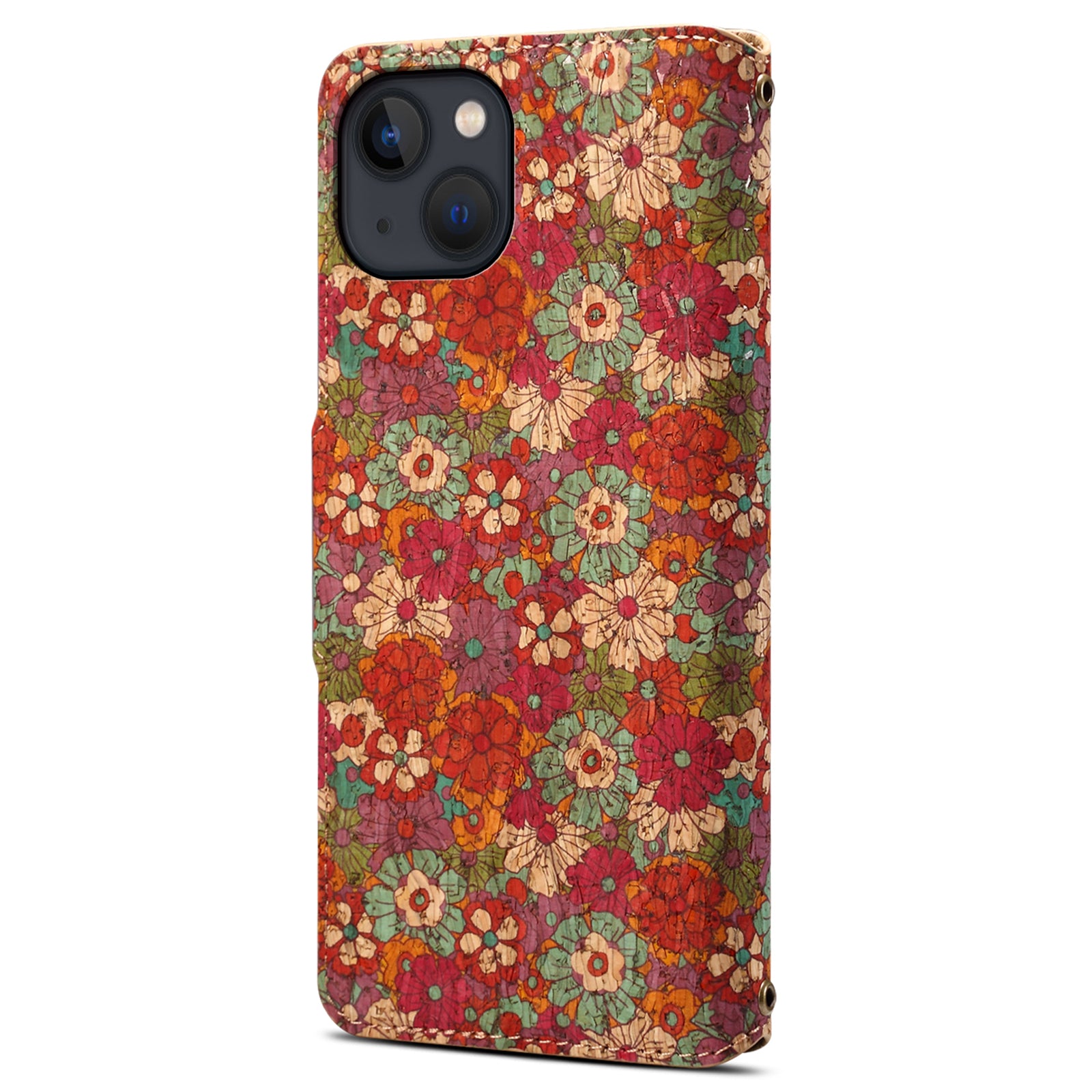 For iPhone 14 Plus Wallet Case Seasonal Flower Printing Phone Leather Cover