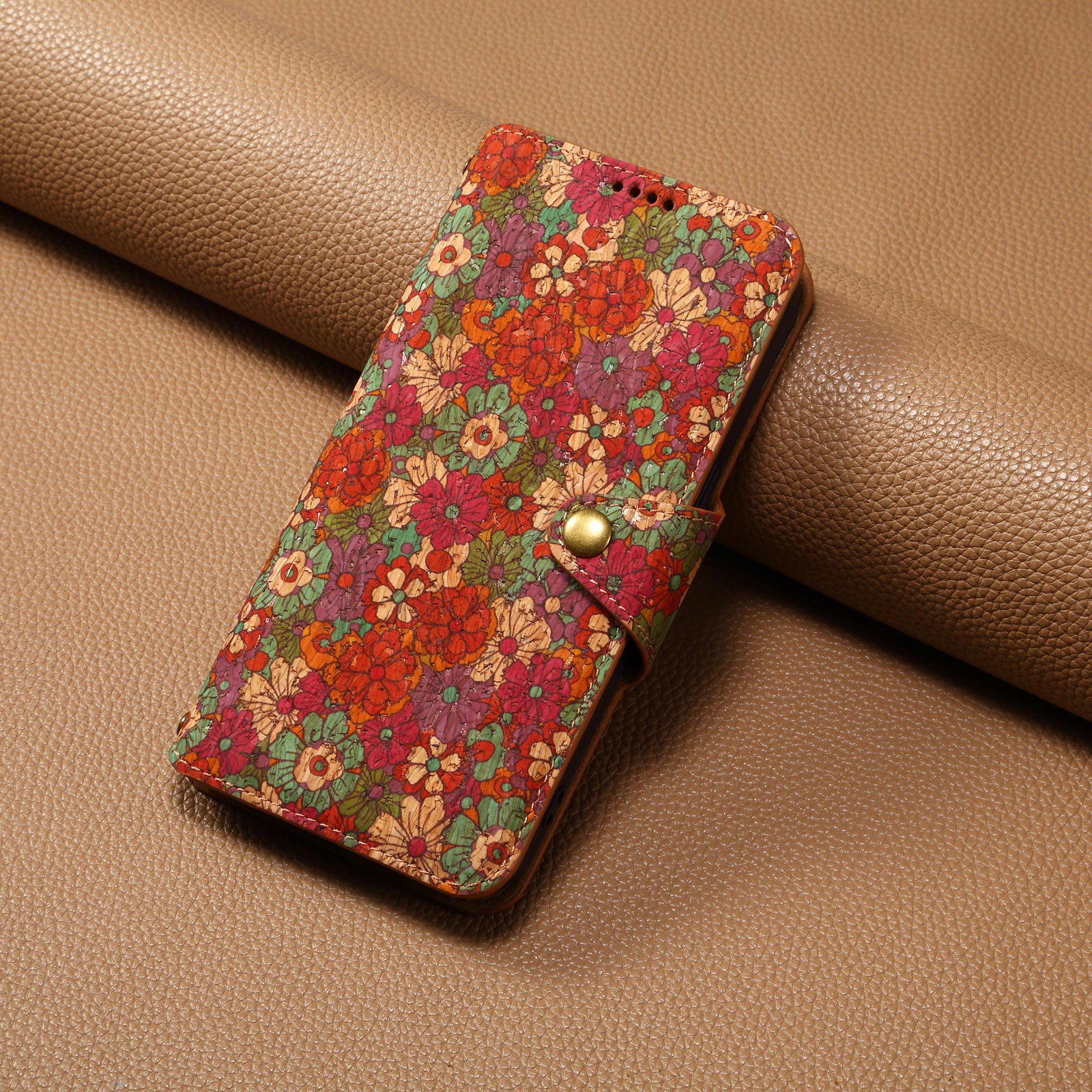 For iPhone 14 Plus Wallet Case Seasonal Flower Printing Phone Leather Cover