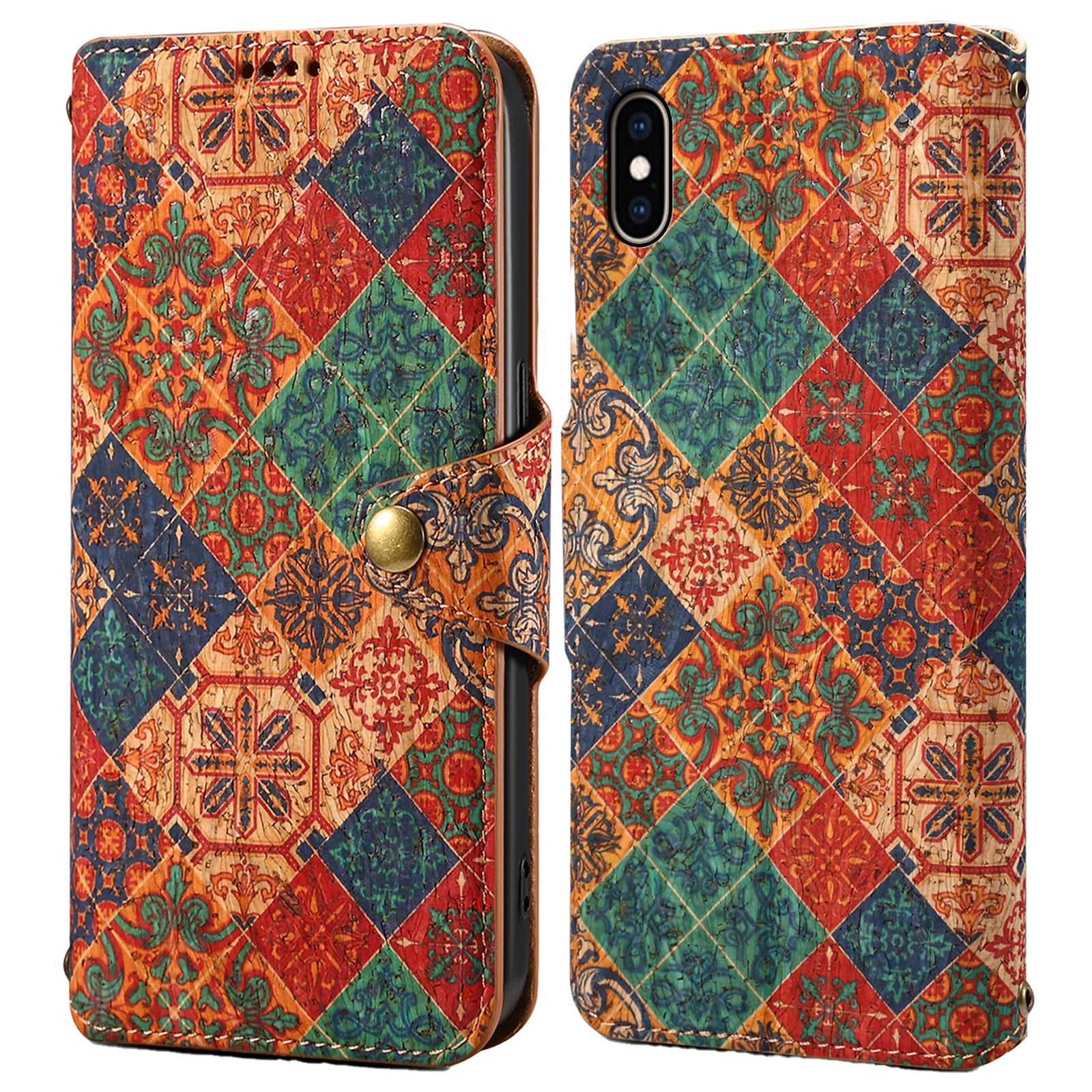 For iPhone XS Max Case Flower Printing Wallet Protective Phone Leather Cover