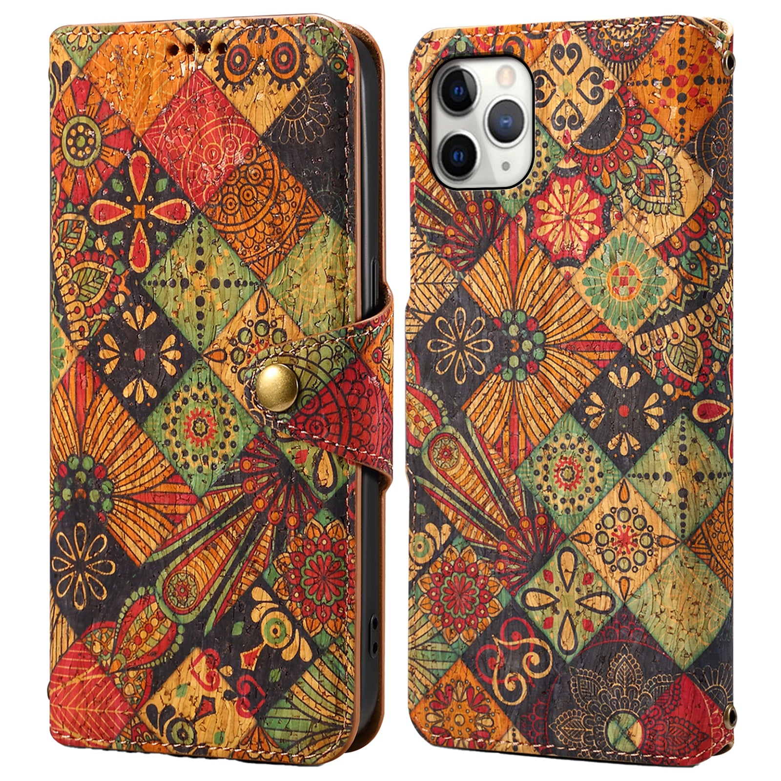 For iPhone 11 Pro Max Floral Phone Case PU Leather Wallet Full Protection Cover