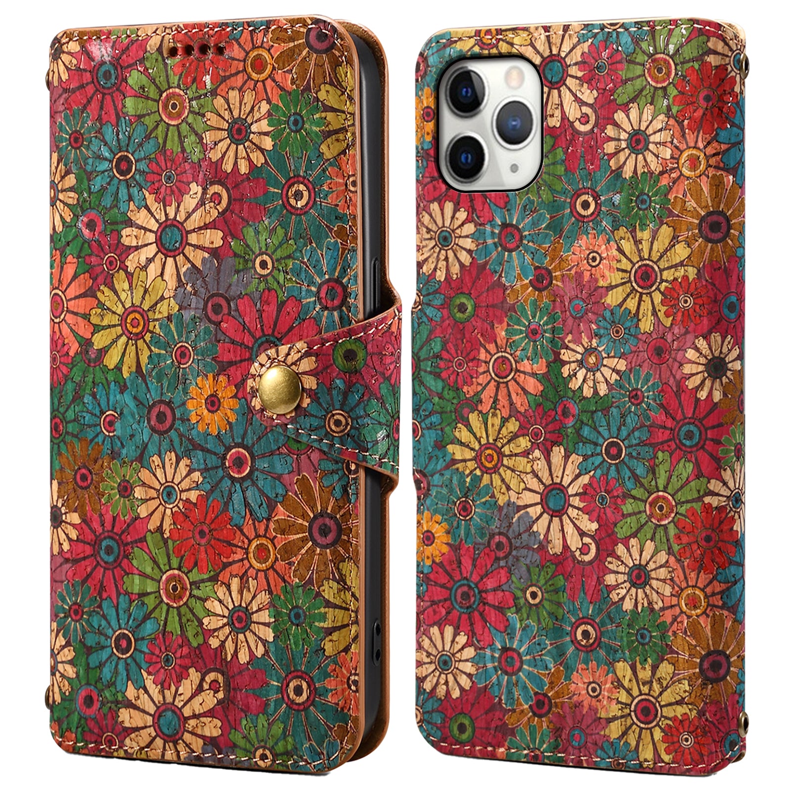 For iPhone 11 Pro Max Floral Phone Case PU Leather Wallet Full Protection Cover