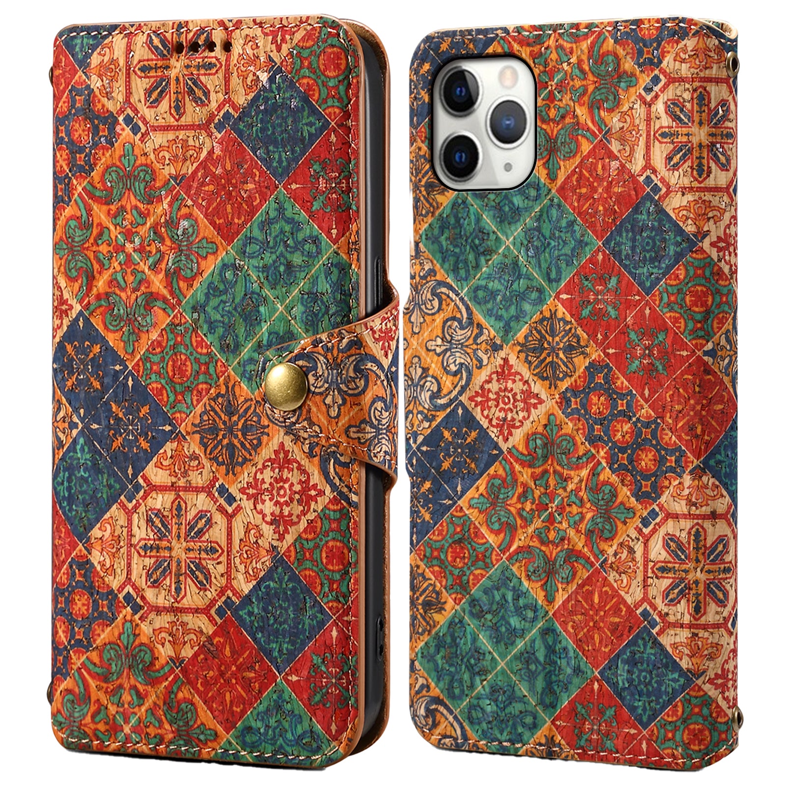For iPhone 11 Pro Max Floral Phone Case PU Leather Wallet Full Protection Cover