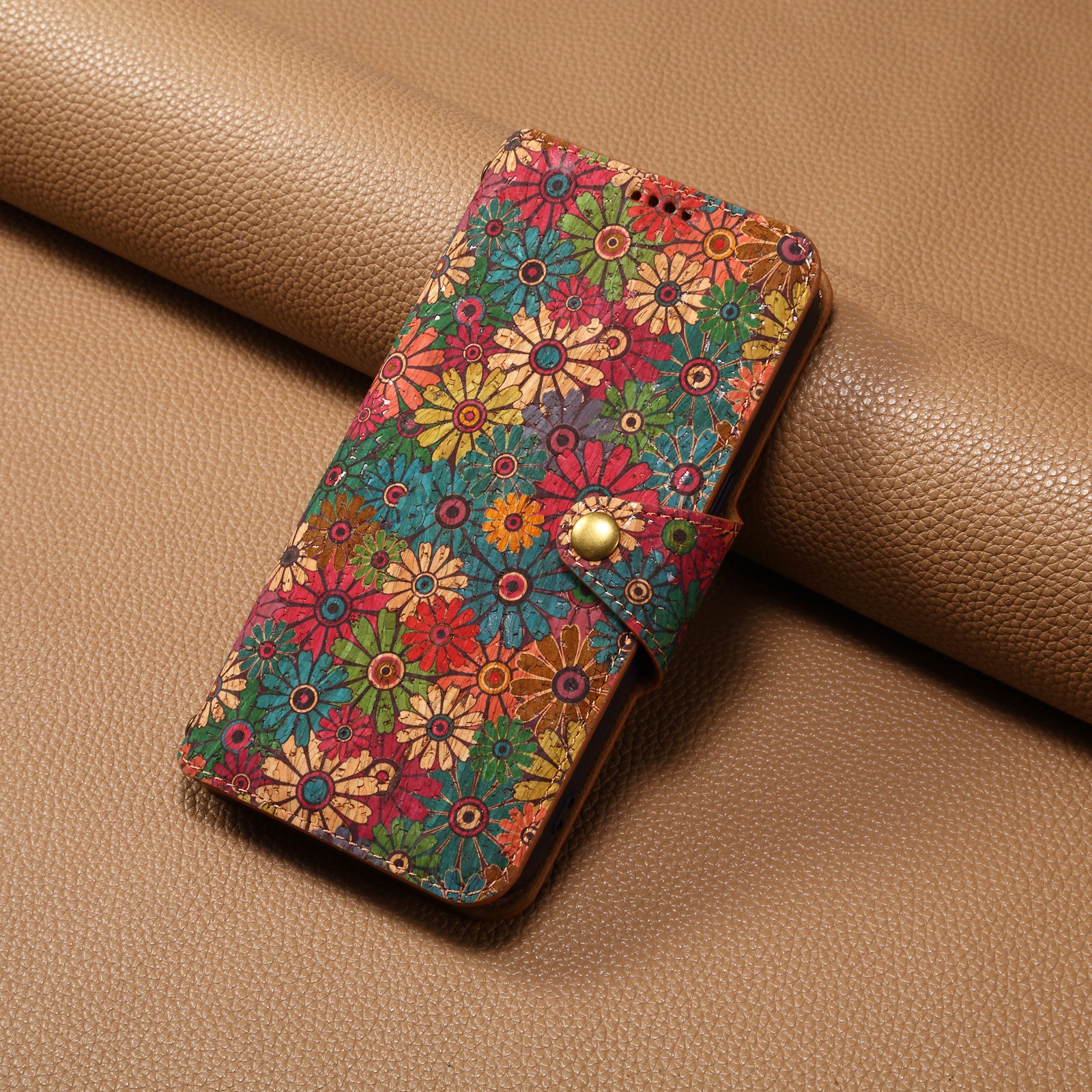 For iPhone 14 Phone Case Wallet Stand Four Season Flower Flip Leather Cover