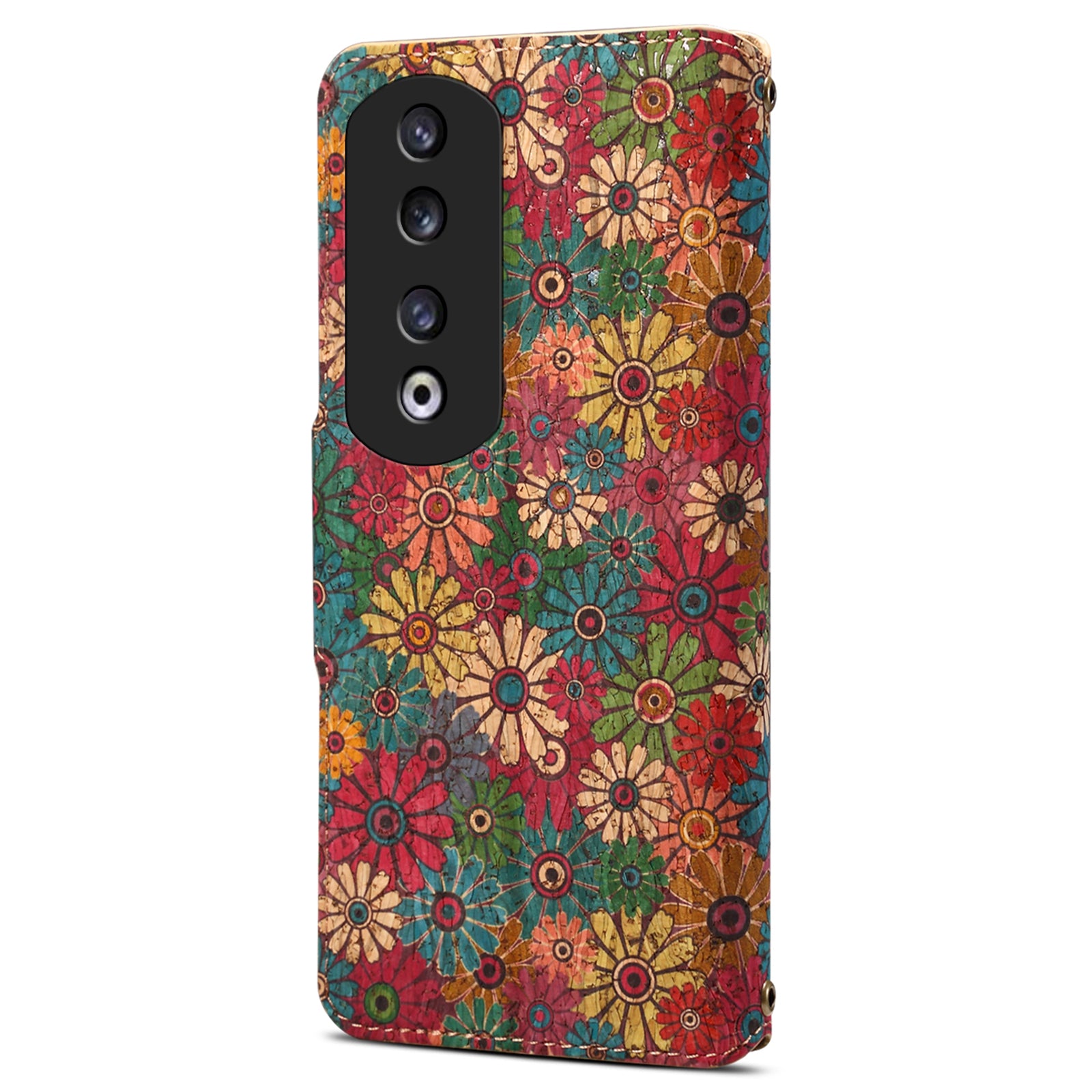 For Honor 90 Pro Wallet Case Stand Seasonal Flower PU Leather Phone Cover