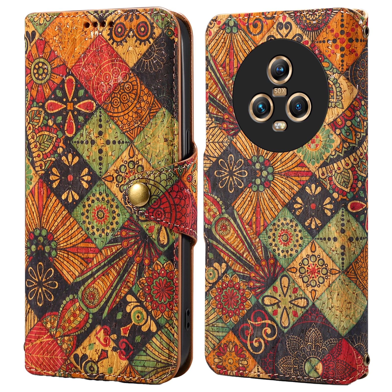 For Honor Magic5 Case Flower Leather Phone Cover with Wallet Card Slots