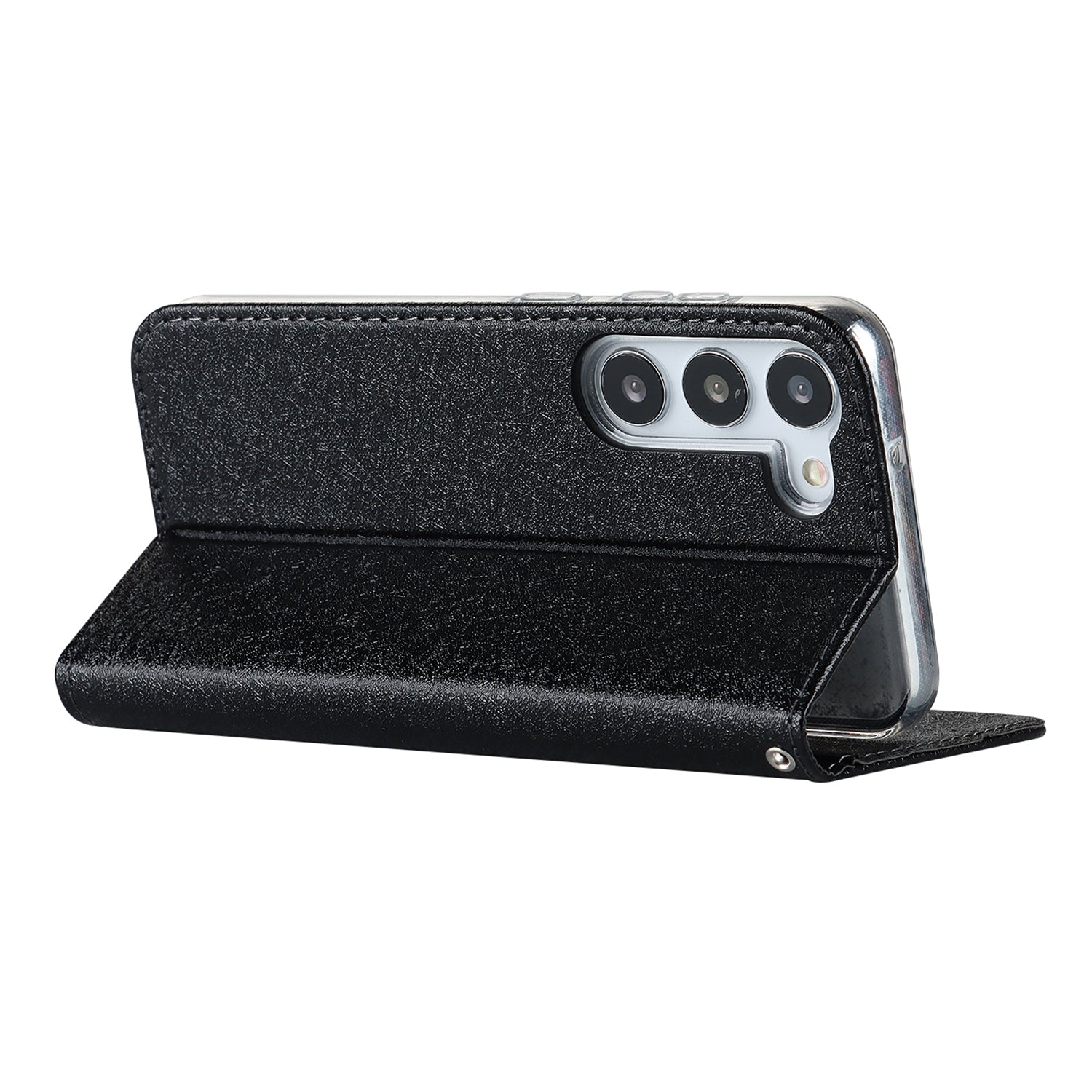 For Samsung Galaxy S23+ Case PU Leather Silk Texture Magnetic Flip Phone Cover