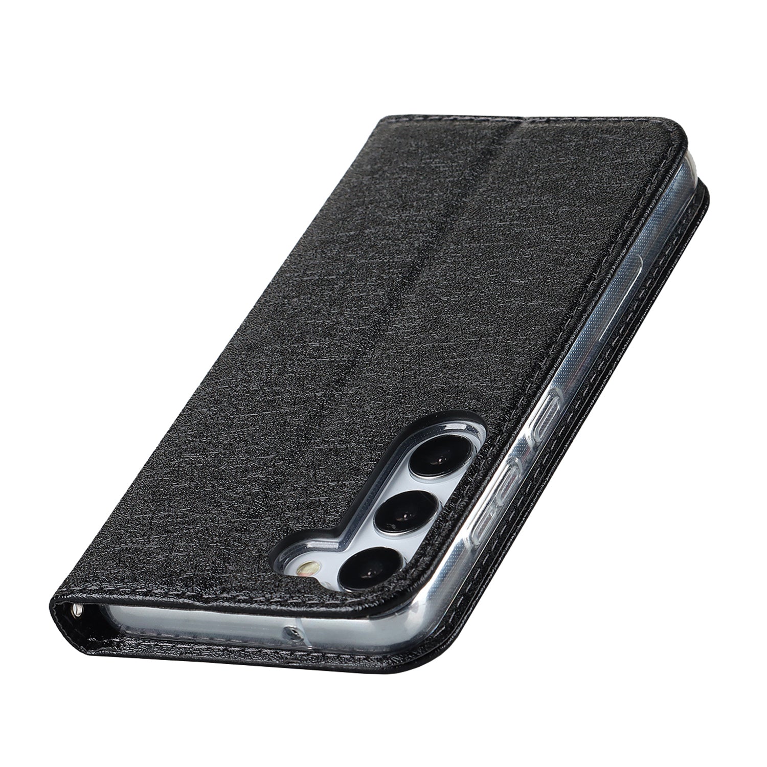 For Samsung Galaxy S23+ Case PU Leather Silk Texture Magnetic Flip Phone Cover