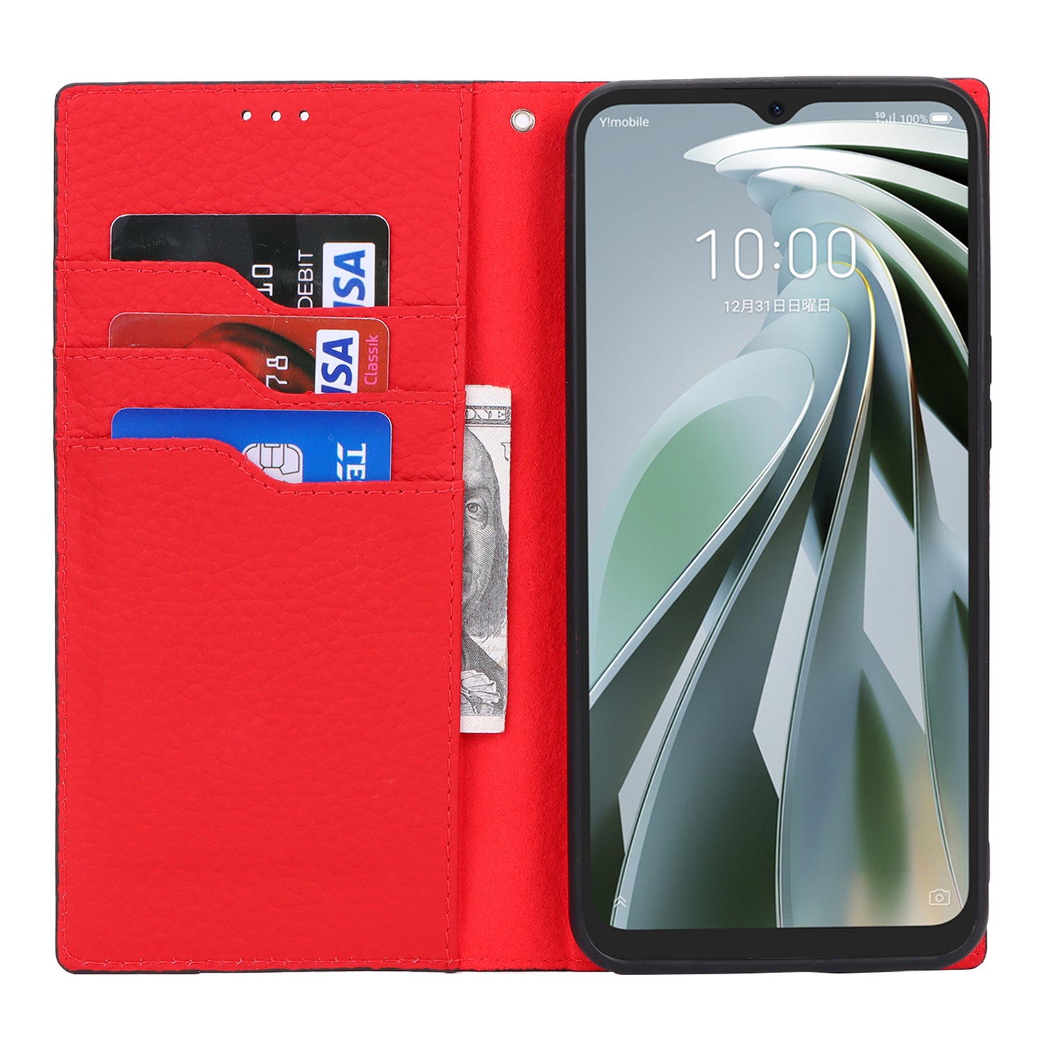 For ZTE Libero 5G IV Case Genuine Cow Leather Litchi Texture Flip Phone Cover