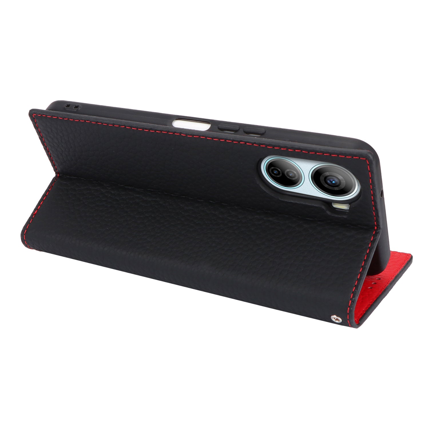 For ZTE Libero 5G IV Case Genuine Cow Leather Litchi Texture Flip Phone Cover