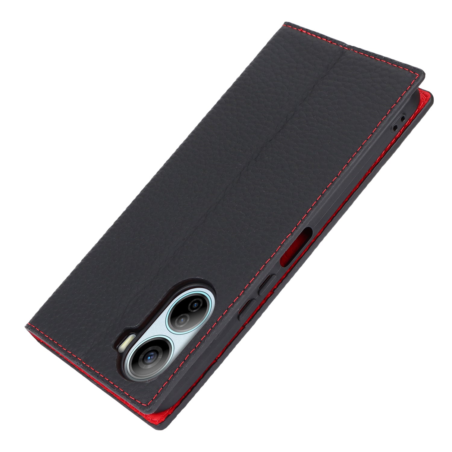 For ZTE Libero 5G IV Case Genuine Cow Leather Litchi Texture Flip Phone Cover